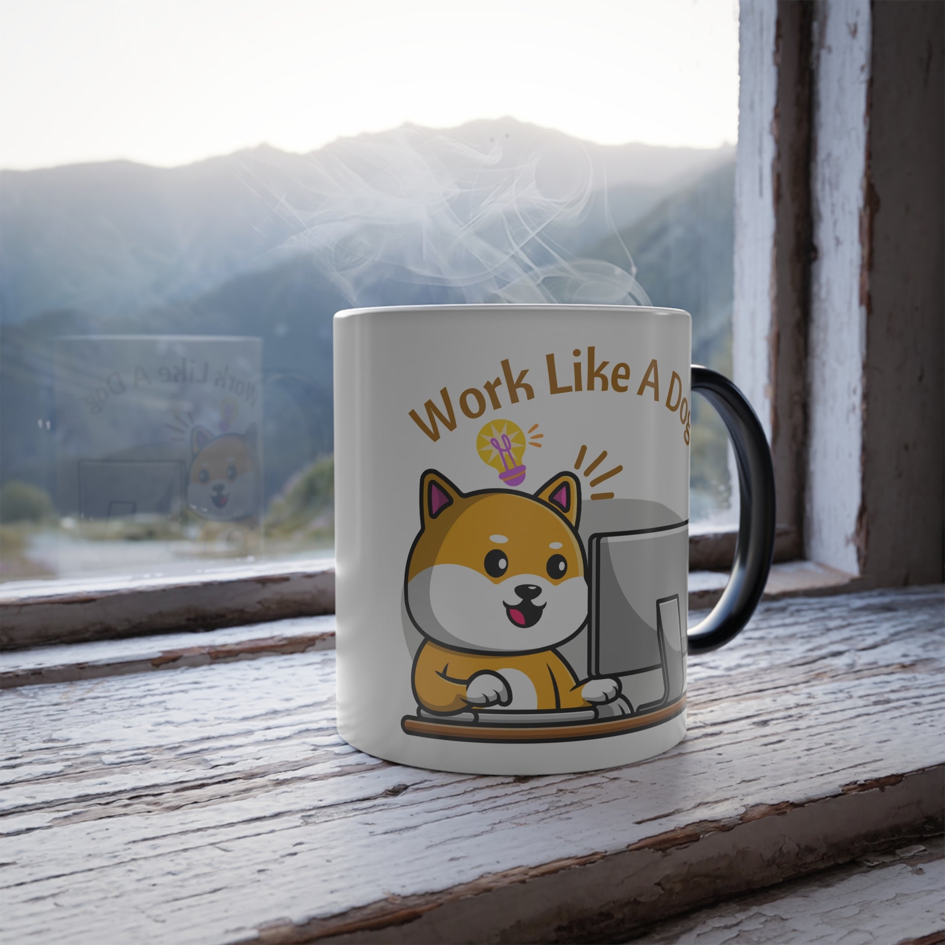 Work Like A Dog, Color Morphing Mug, 11oz - Sniff Waggle And Walk