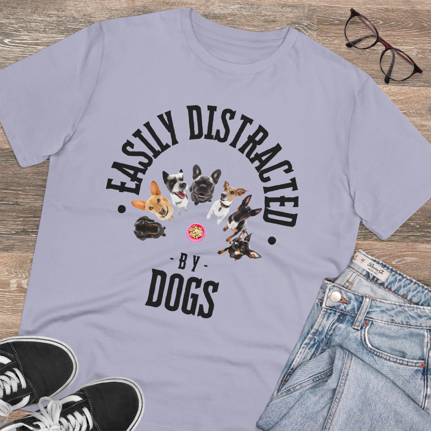 EASILY DISTRACTED BY DOGS Organic Creator T-shirt - Unisex - Sniff Waggle And Walk