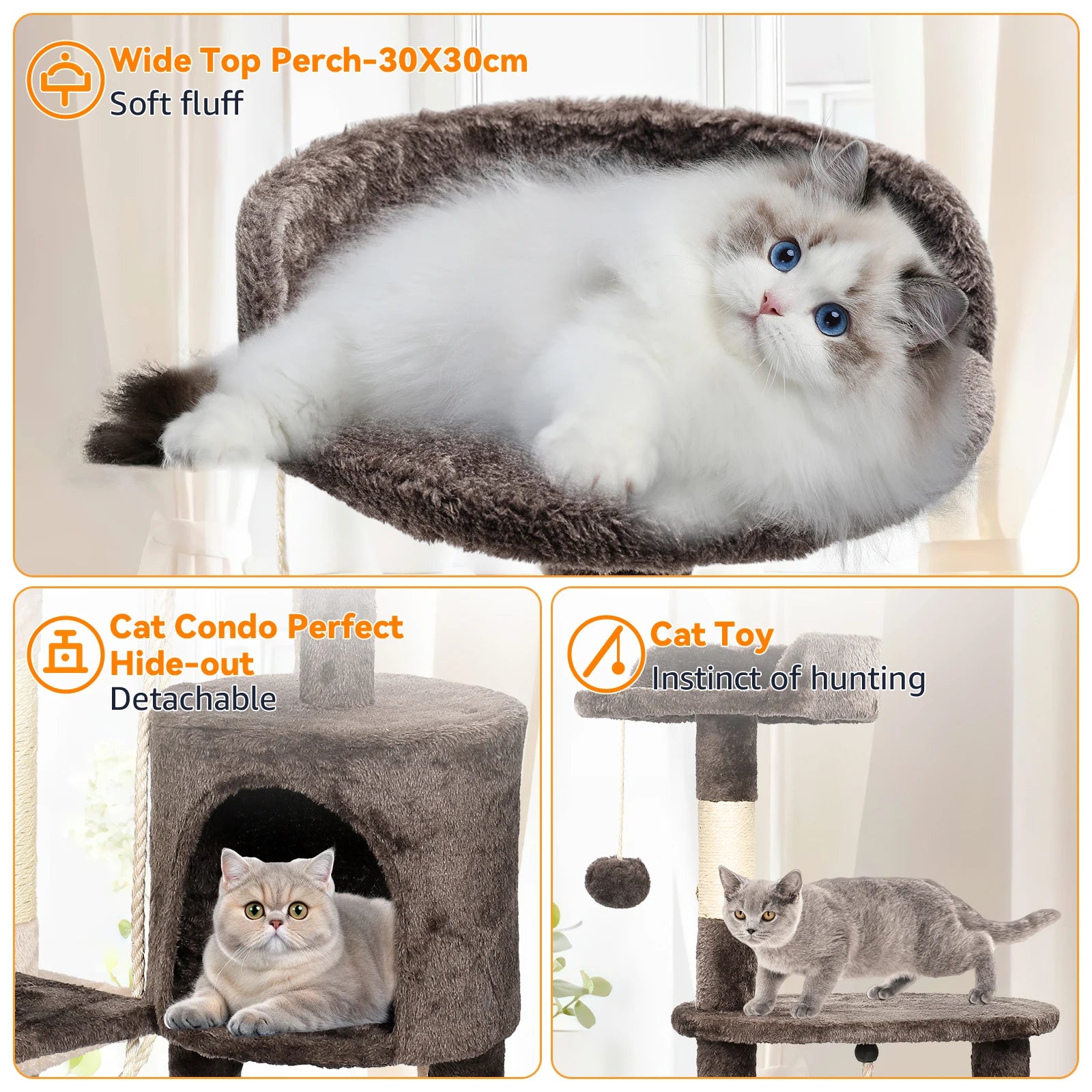 Cat scratching post and climbing tower for kittens and cats