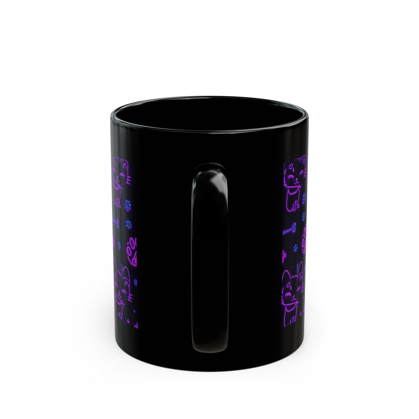 Neon cat Pattern Mug – Black Coffee Cup (11oz/15oz)