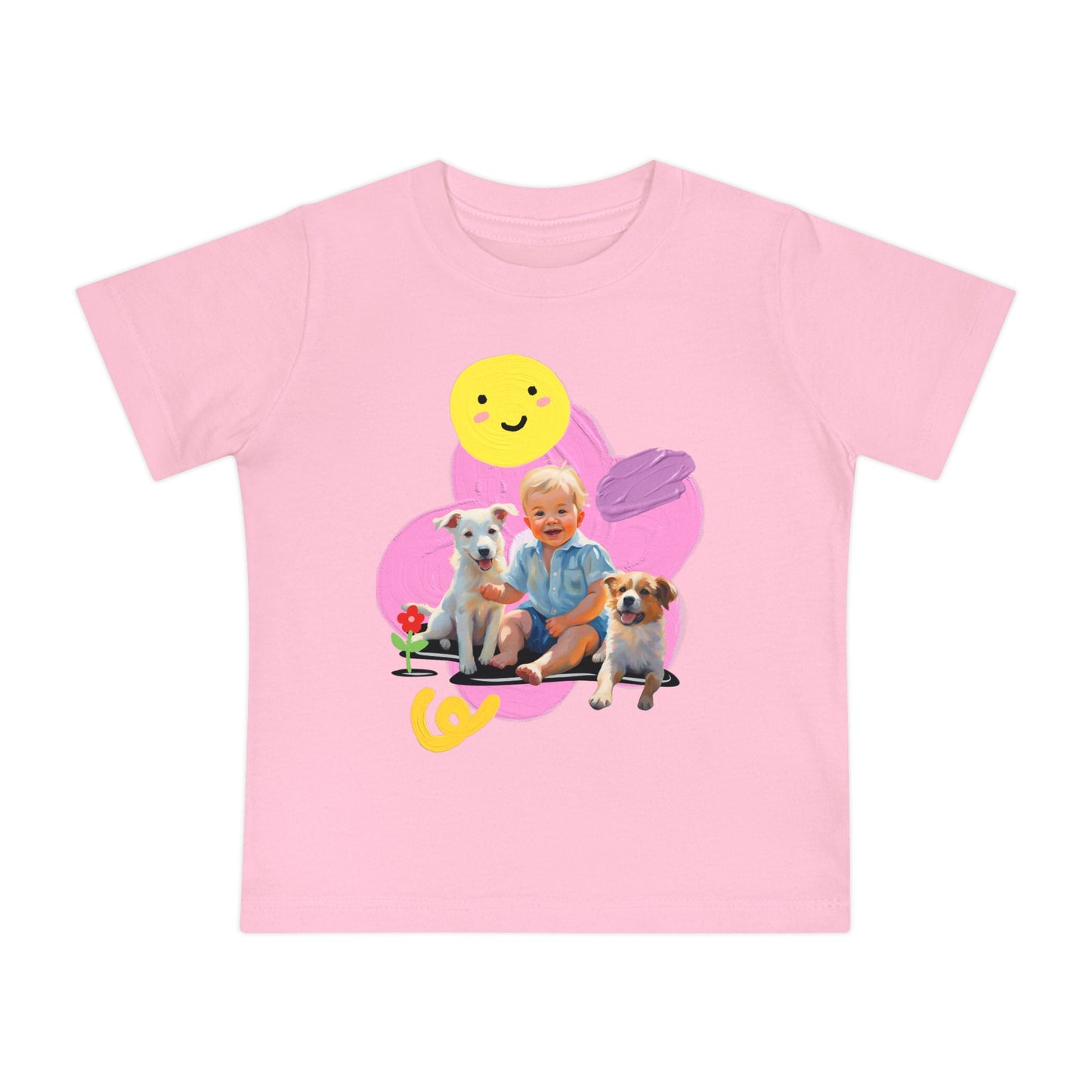 🎨 Baby T-Shirt with Artistic Baby & Dog Design 🐾 Soft & Stylish for Everyday Comfort!-Sniffwaggleandwalk™