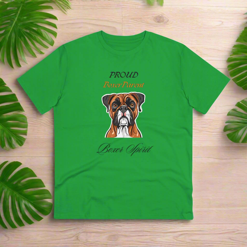 PROUD BOXER PARENT "Boxer Spirit" Soft Dog Themed Organic T-shirt - Unisex - Sniff Waggle And Walk