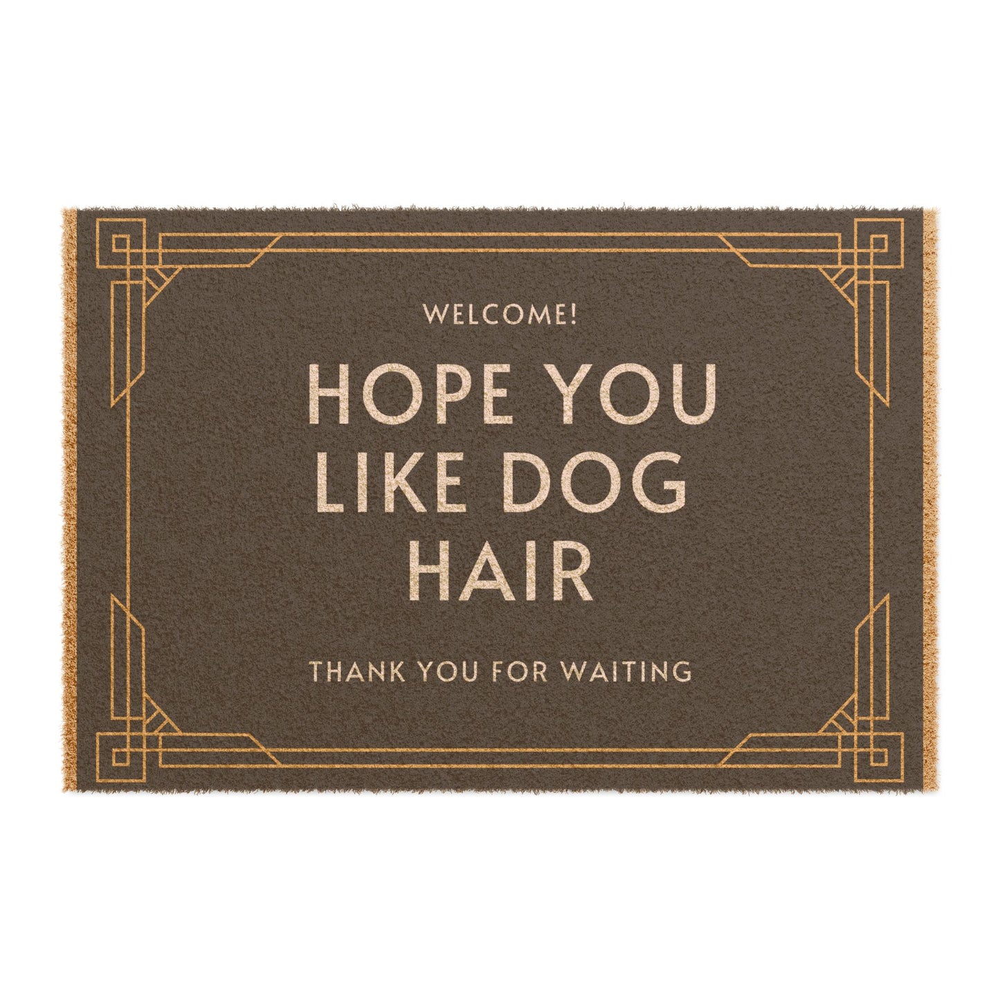 "WELCOME HOPE YOU LIKE DOG HAIR" ECO FRIENDLY DOOR MAT