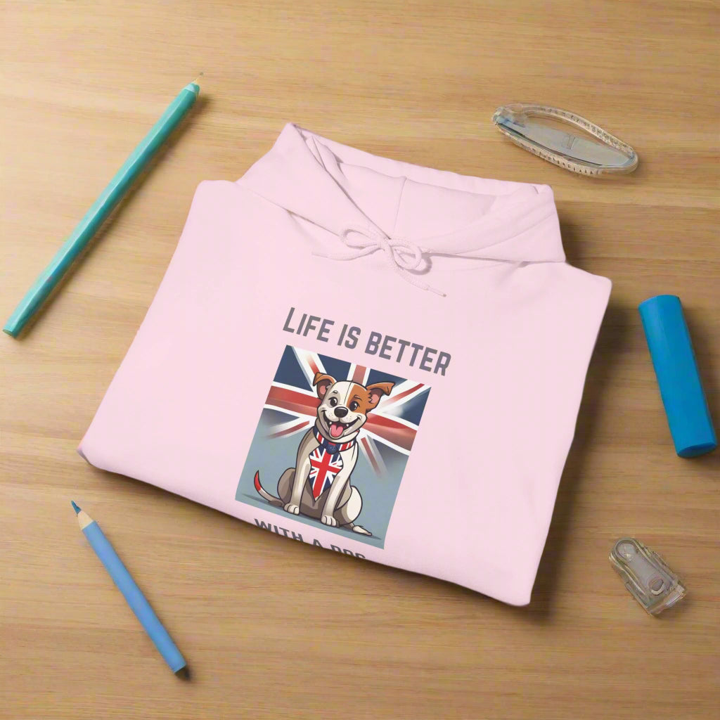 Unisex Blend™ "Life is better with a dog." Hooded Sweatshirt - Sniff Waggle And Walk