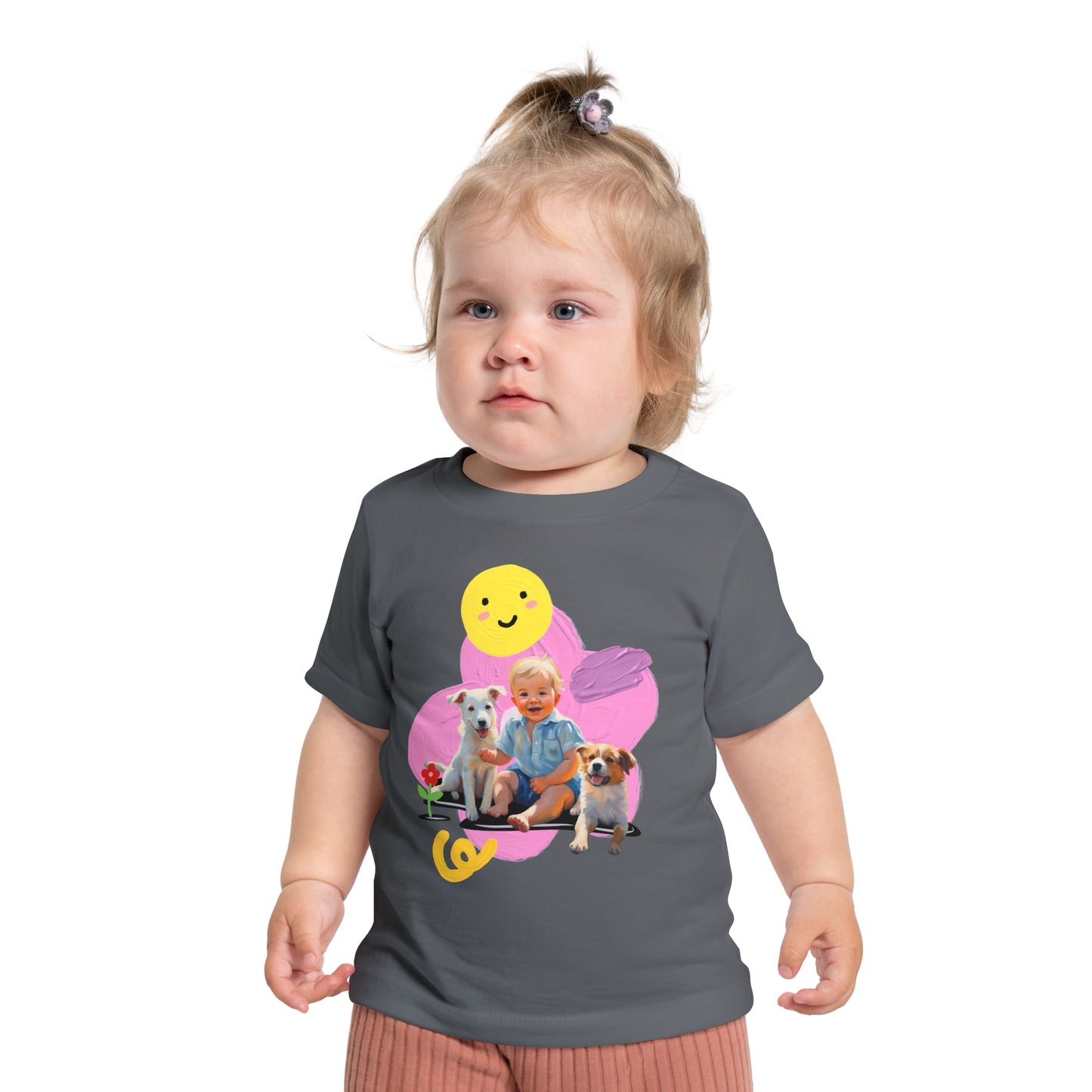 🎨 Baby T-Shirt with Artistic Baby & Dog Design 🐾 Soft & Stylish for Everyday Comfort!-Sniffwaggleandwalk™