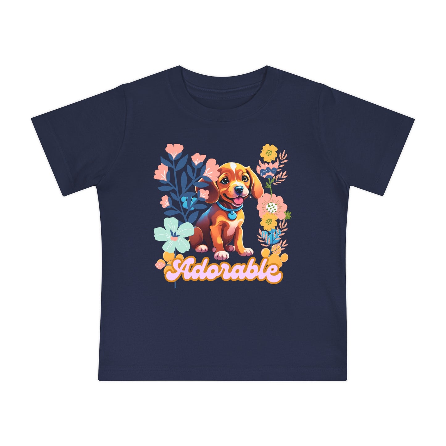 🌸 Adorable Baby T-Shirt with Dog & Wildflowers 🌼 Soft 100% Cotton Comfort!-Sniffwaggleandwalk™