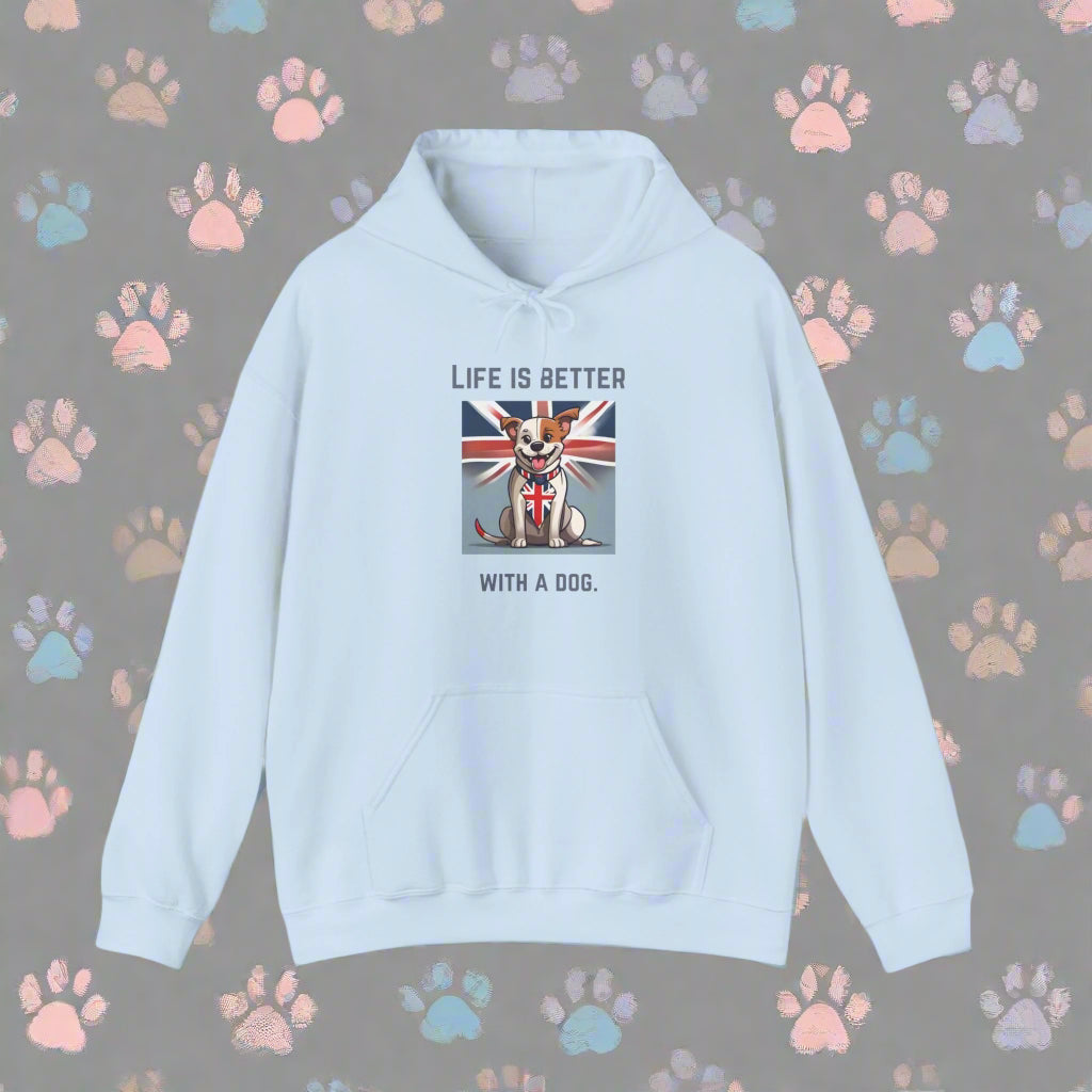 Unisex Blend™ "Life is better with a dog." Hooded Sweatshirt - Sniff Waggle And Walk