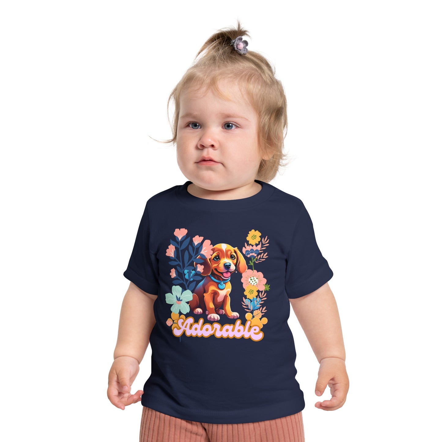 🌸 Adorable Baby T-Shirt with Dog & Wildflowers 🌼 Soft 100% Cotton Comfort!-Sniffwaggleandwalk™