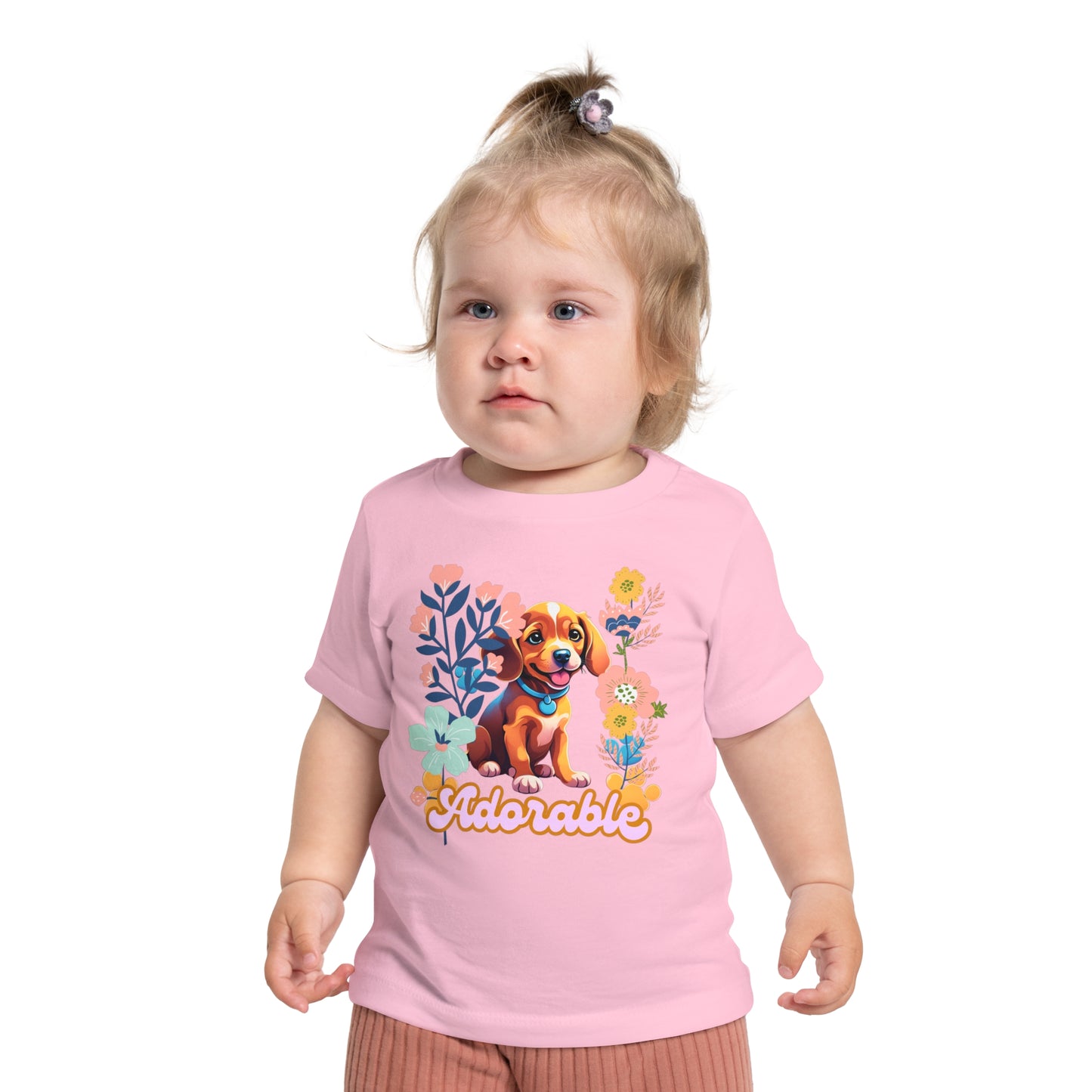 🌸 Adorable Baby T-Shirt with Dog & Wildflowers 🌼 Soft 100% Cotton Comfort!-Sniffwaggleandwalk™