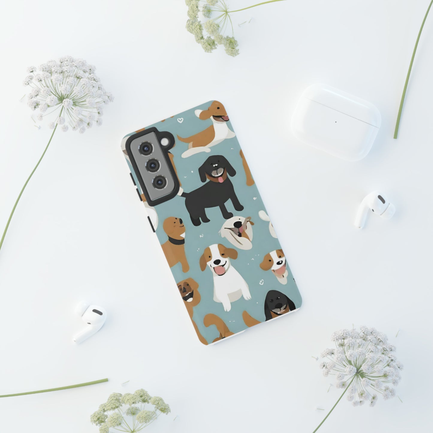 Sniffwagglendwalk™ Multi Dog Design Tough Phone Case. - Sniff Waggle And Walk