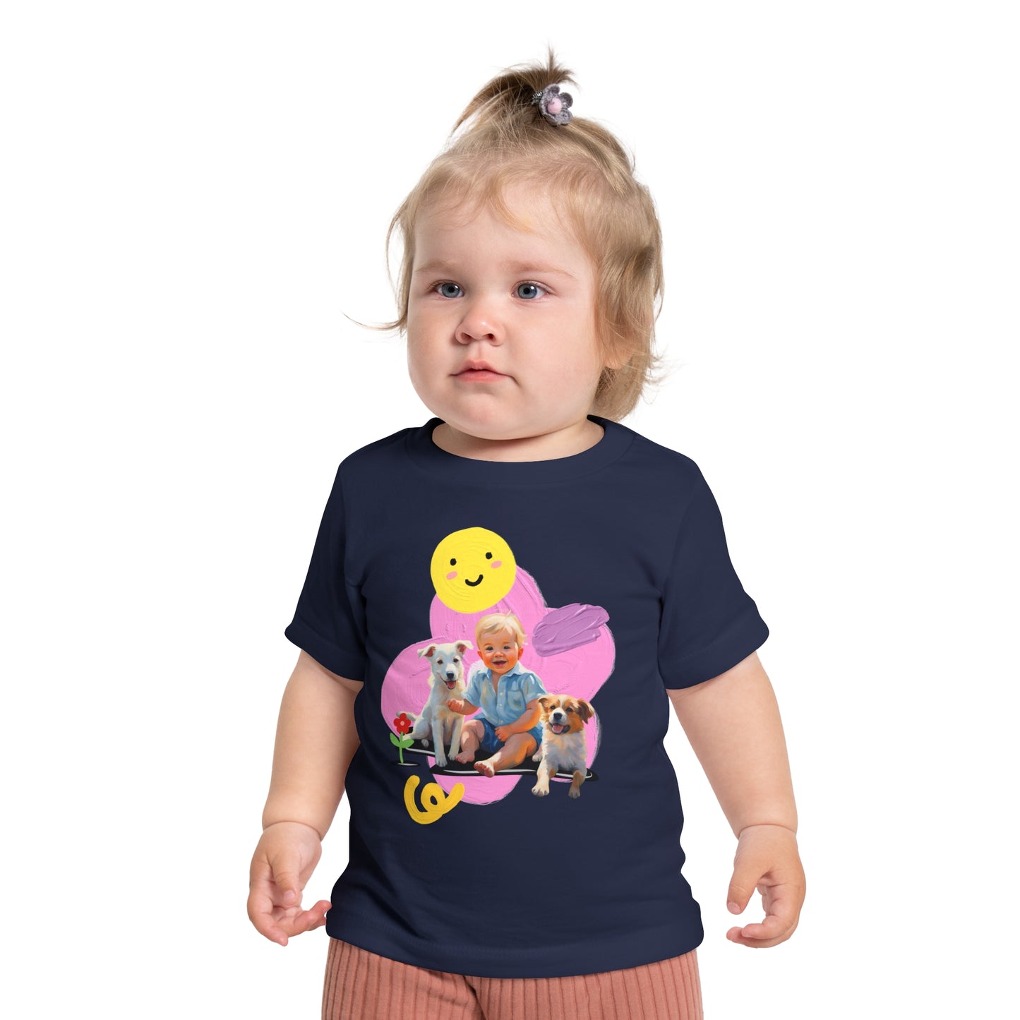 🎨 Baby T-Shirt with Artistic Baby & Dog Design 🐾 Soft & Stylish for Everyday Comfort!-Sniffwaggleandwalk™