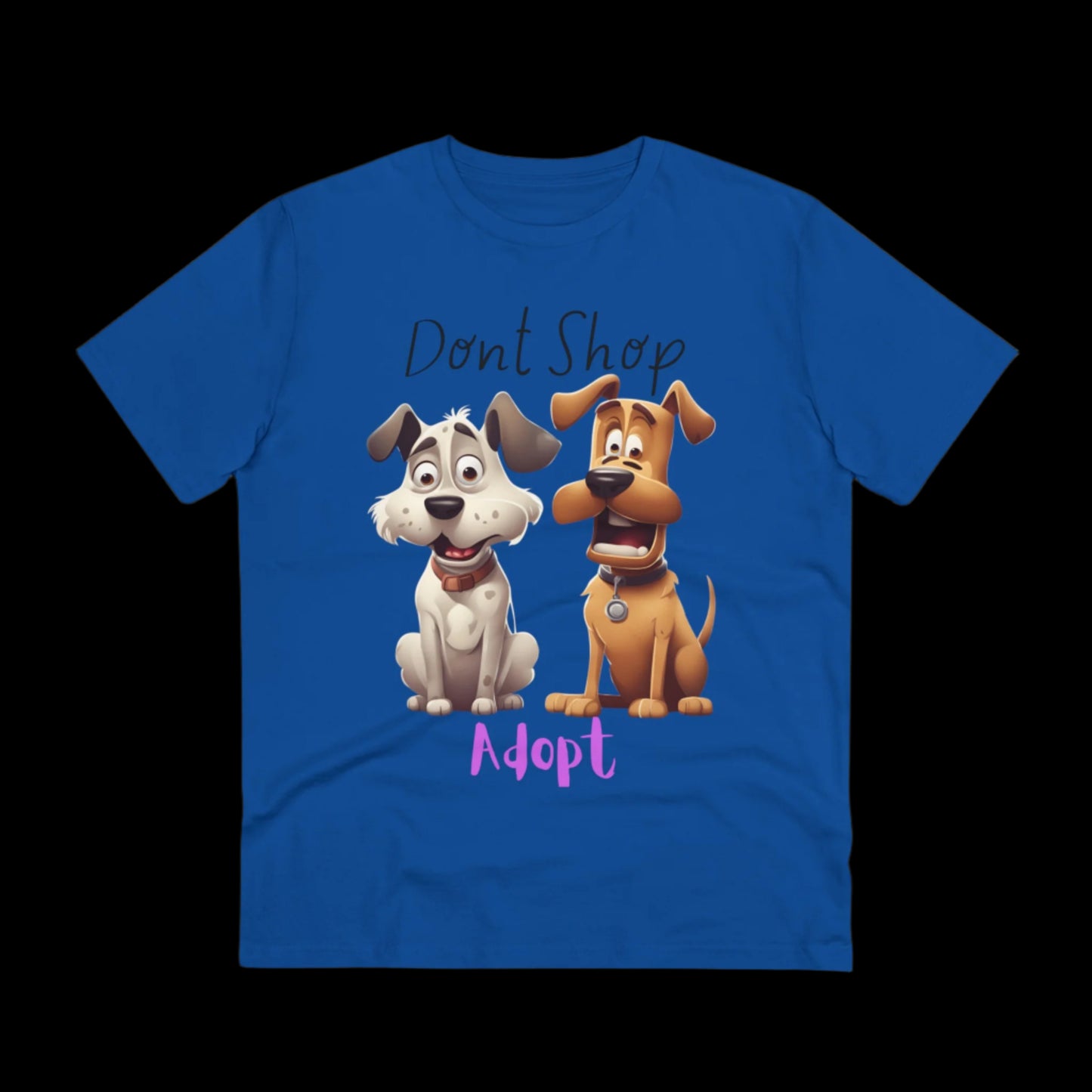 DONT SHOP ADOPT Organic ECO friendly T-shirt - Unisex - Sniff Waggle And Walk BLUE