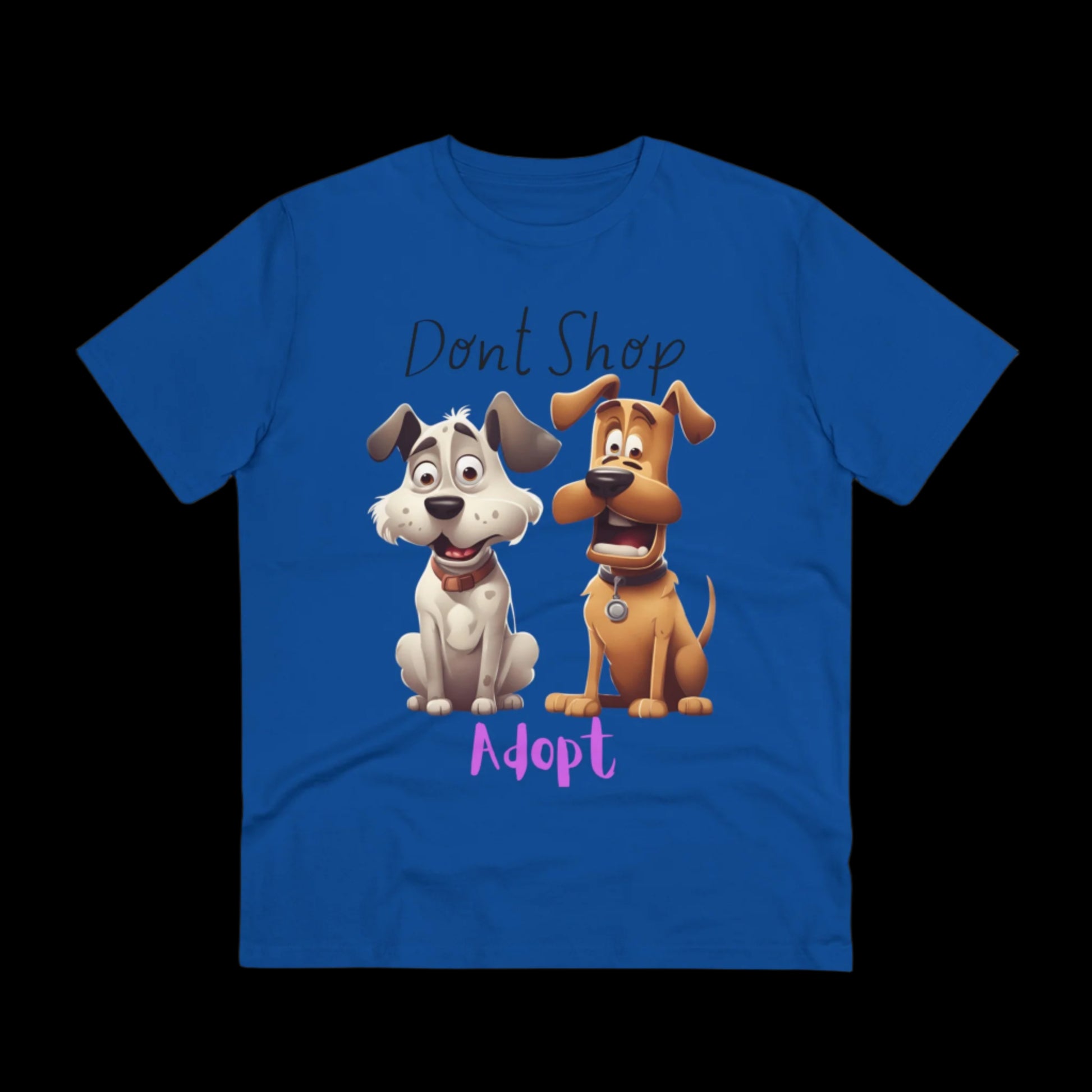 DONT SHOP ADOPT Organic ECO friendly T-shirt - Unisex - Sniff Waggle And Walk BLUE
