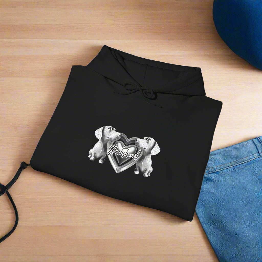 black folded Dachshund Hoodie Dog Lovers sweatshirt premium sausage dog clothes blue