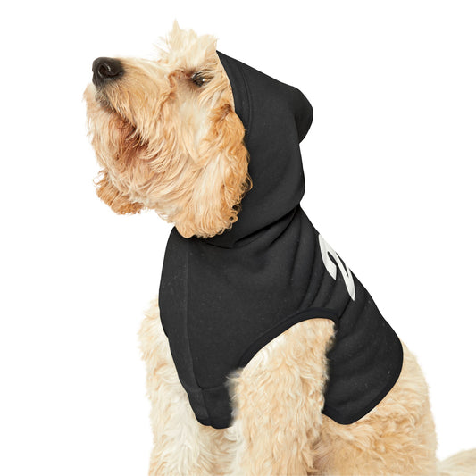 Dog hoodie featuring 222 angel number print on the back in black