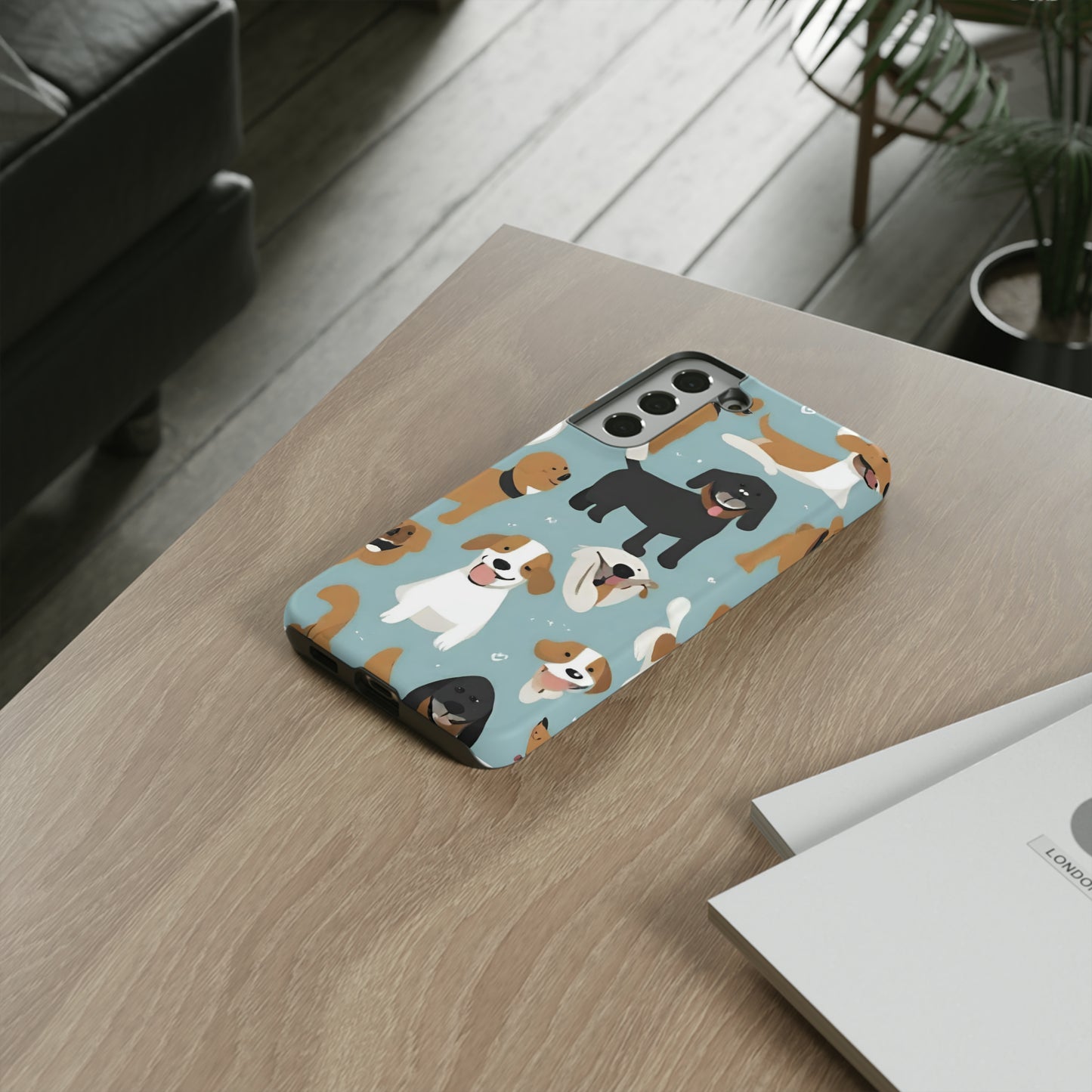 Sniffwagglendwalk™ Multi Dog Design Tough Phone Case. - Sniff Waggle And Walk