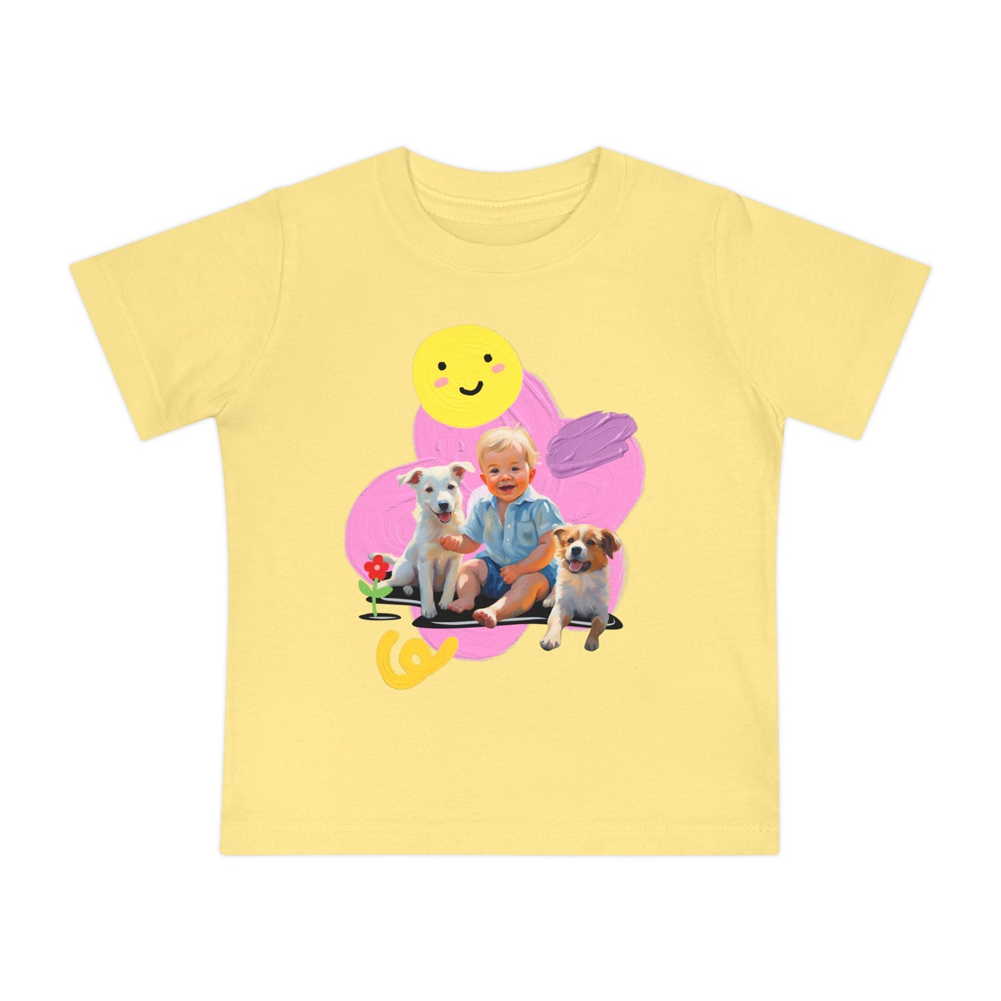 🎨 Baby T-Shirt with Artistic Baby & Dog Design 🐾 Soft & Stylish for Everyday Comfort!-Sniffwaggleandwalk™