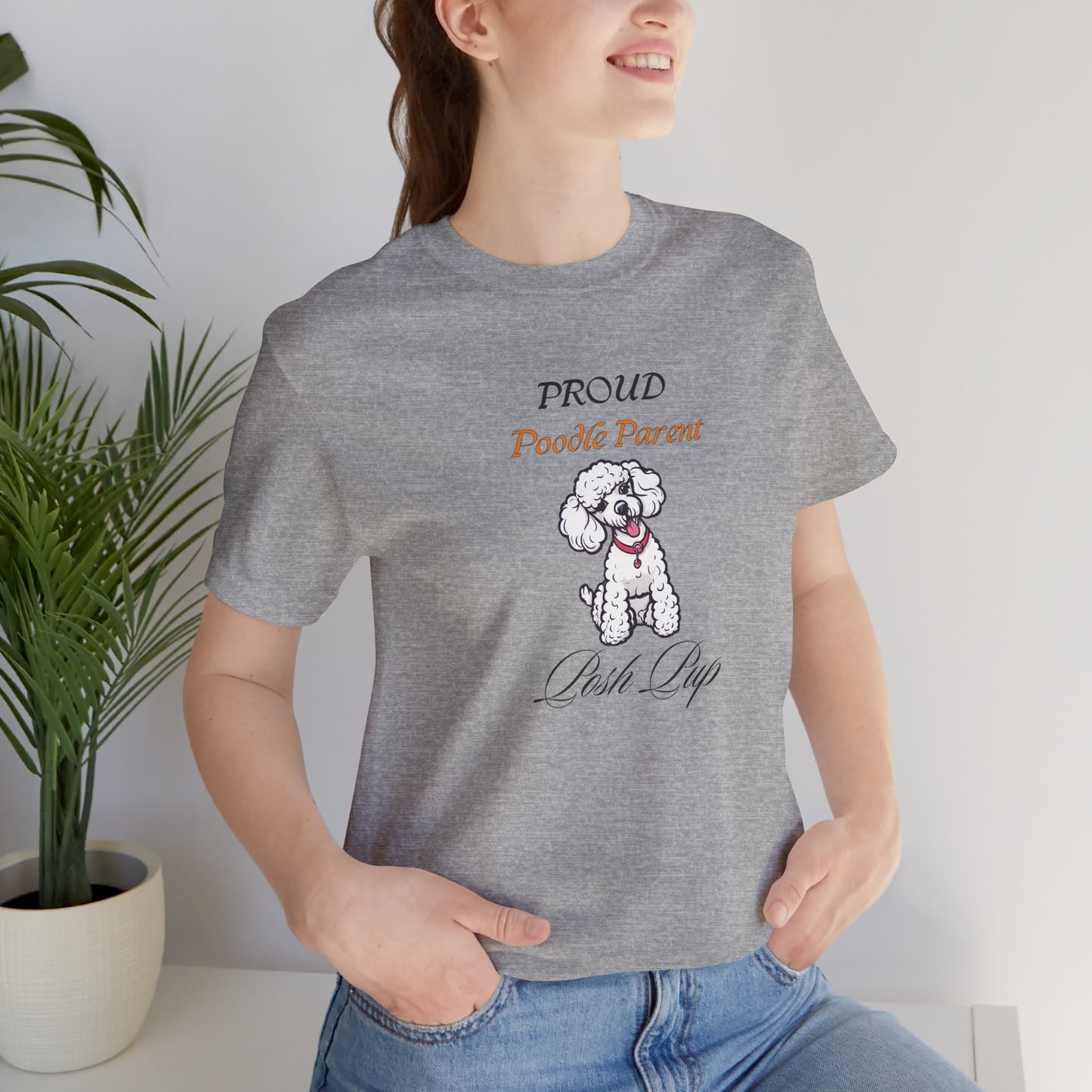 Proud Poodle Parent t-shirt styled as a gift for a Poodle owner