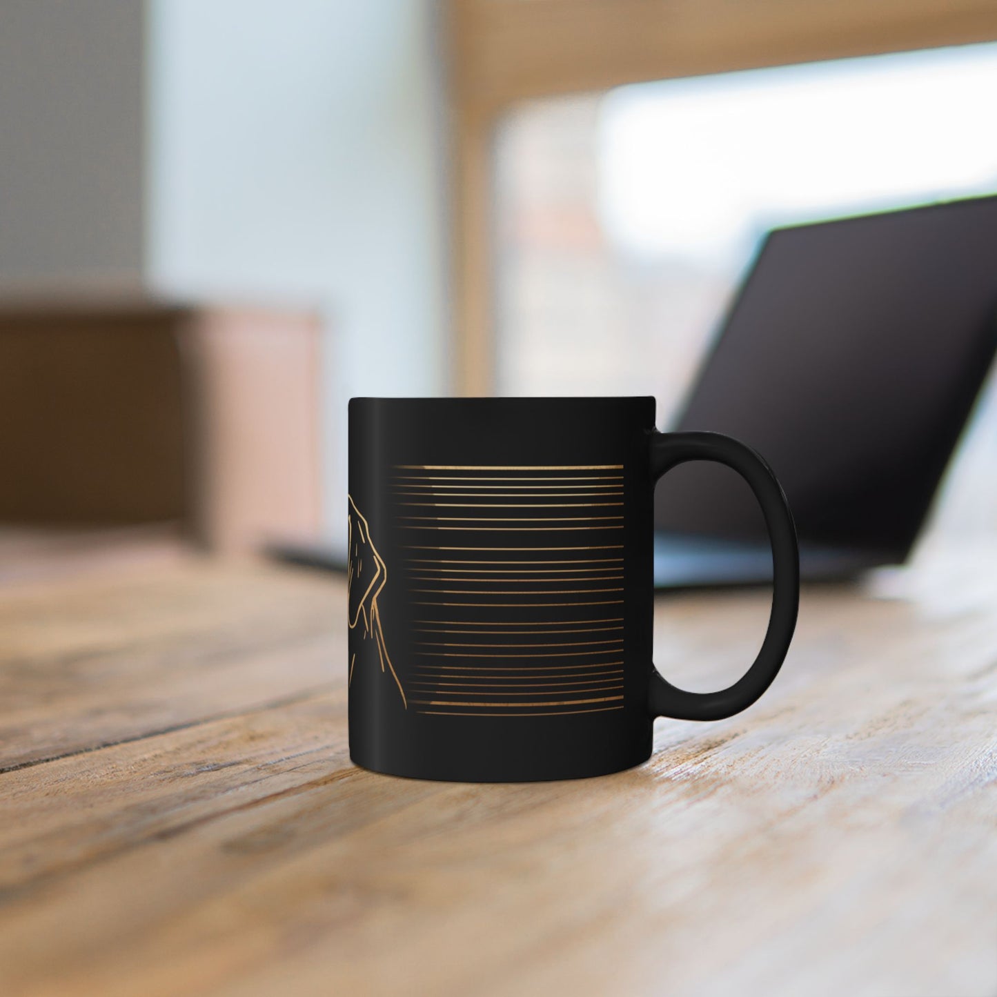 Golden Labrador Outline Black Mug – Dog Lover Coffee Cup (11oz & 15oz)