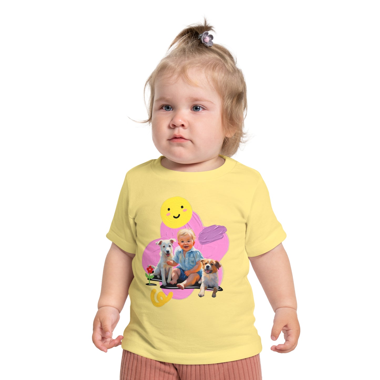 🎨 Baby T-Shirt with Artistic Baby & Dog Design 🐾 Soft & Stylish for Everyday Comfort!-Sniffwaggleandwalk™