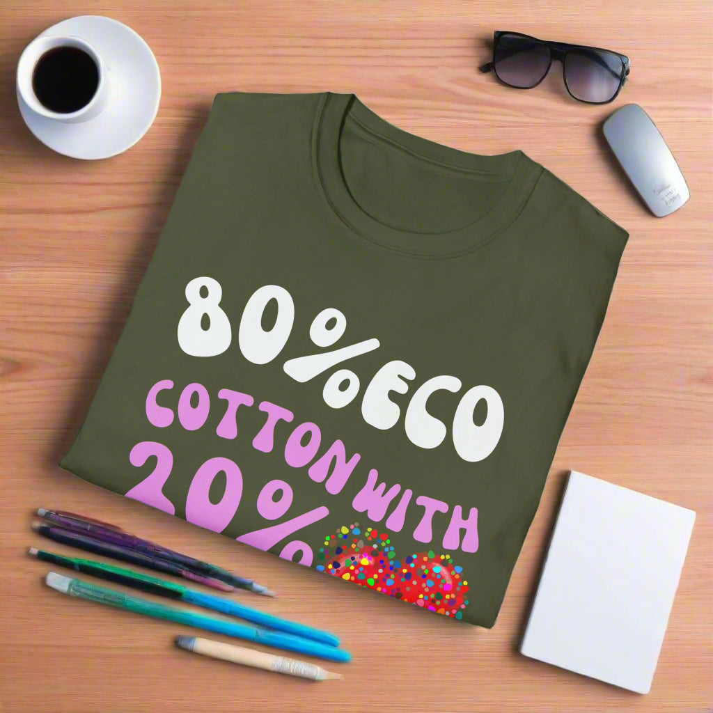80% Cotton 20% Dog Hair T-Shirt — DTG print close-up — SniffWaggleNWalk™