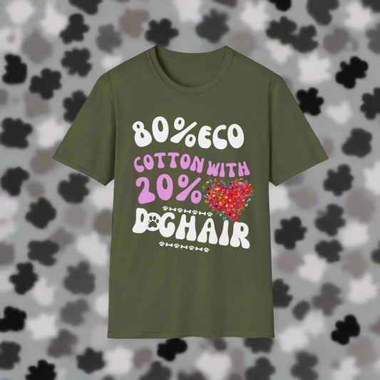 80% Cotton 20% Dog Hair T-Shirt in Red — funny dog lover tee — SniffWaggleNWalk™