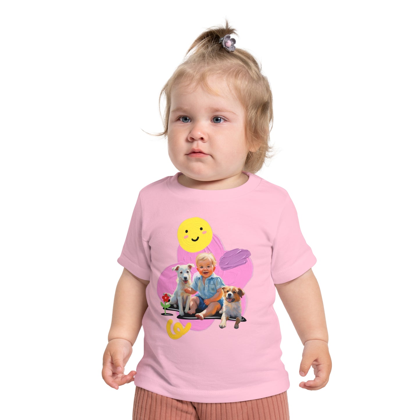 🎨 Baby T-Shirt with Artistic Baby & Dog Design 🐾 Soft & Stylish for Everyday Comfort!-Sniffwaggleandwalk™