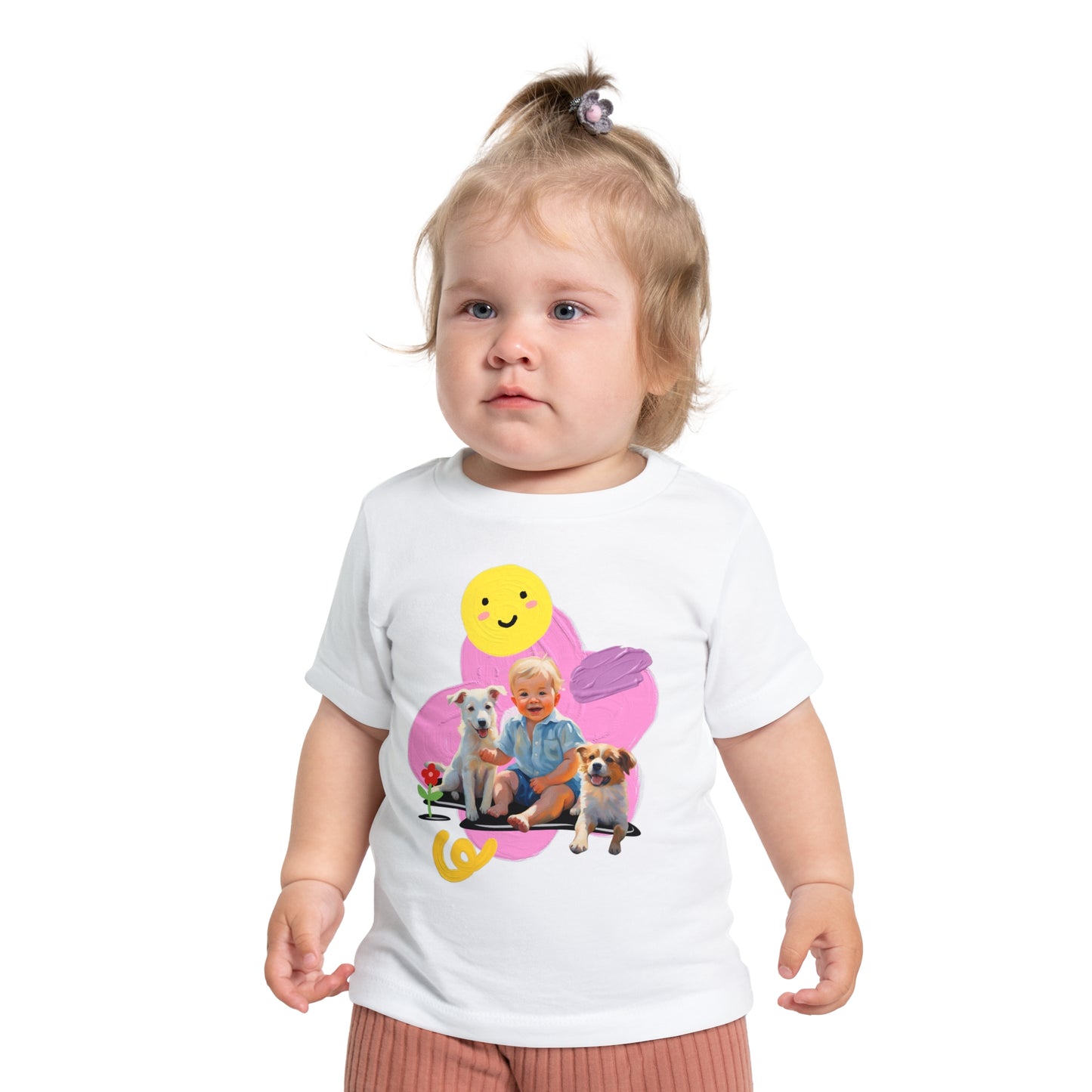 🎨 Baby T-Shirt with Artistic Baby & Dog Design 🐾 Soft & Stylish for Everyday Comfort!-Sniffwaggleandwalk™