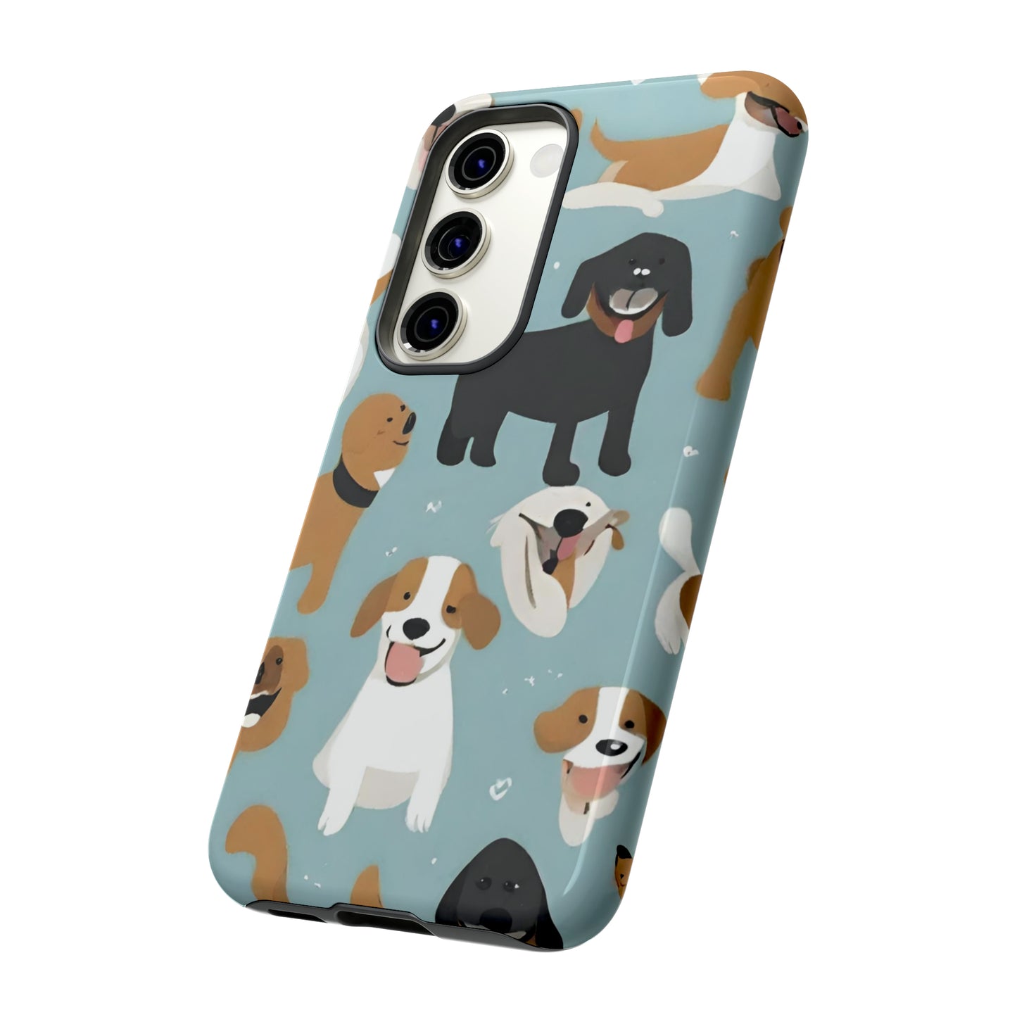 Sniffwagglendwalk™ Multi Dog Design Tough Phone Case. - Sniff Waggle And Walk