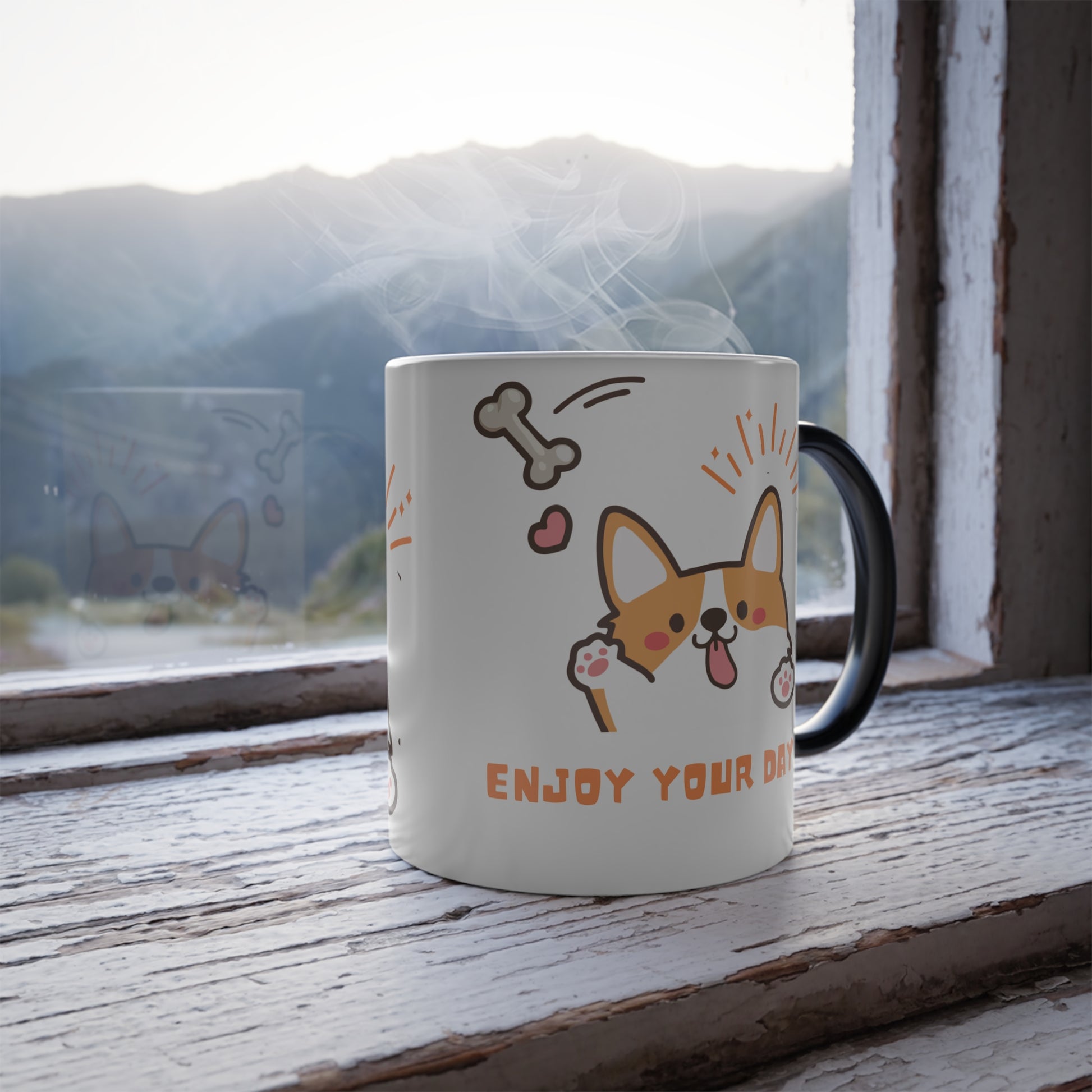 Enjoy your day, Color Morphing Mug, 11oz - Sniff Waggle And Walk
