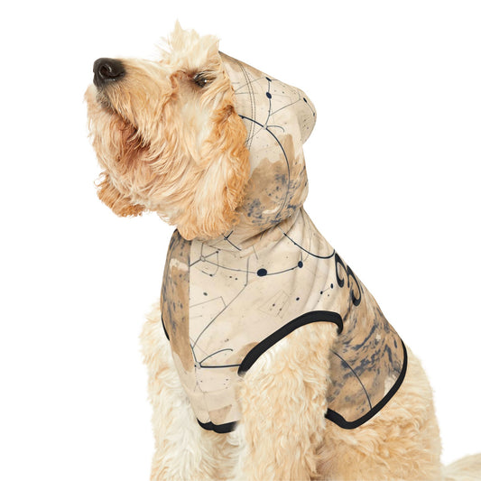 Close-up of angel number 333 printed on dog hoodie