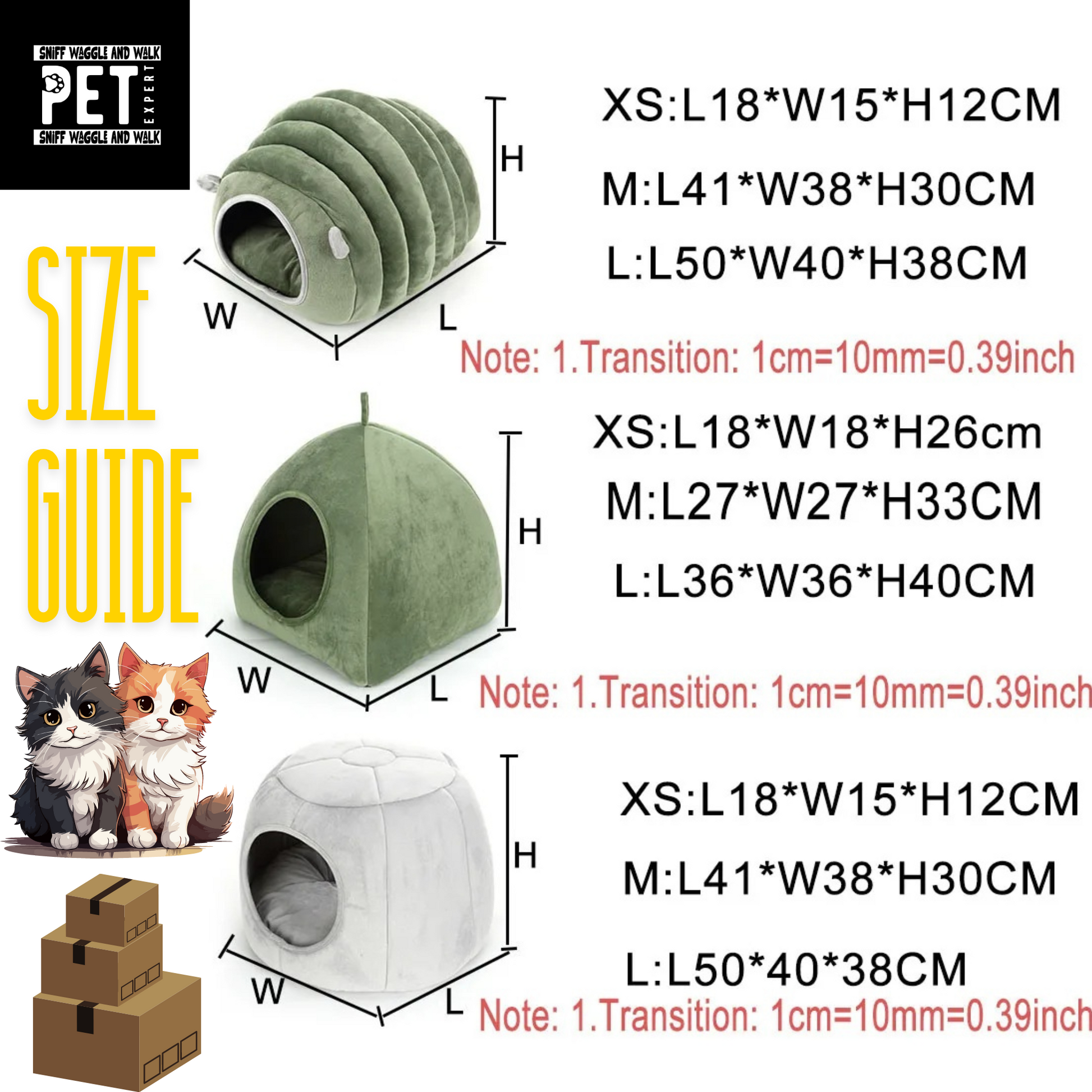 size chart best cat beds