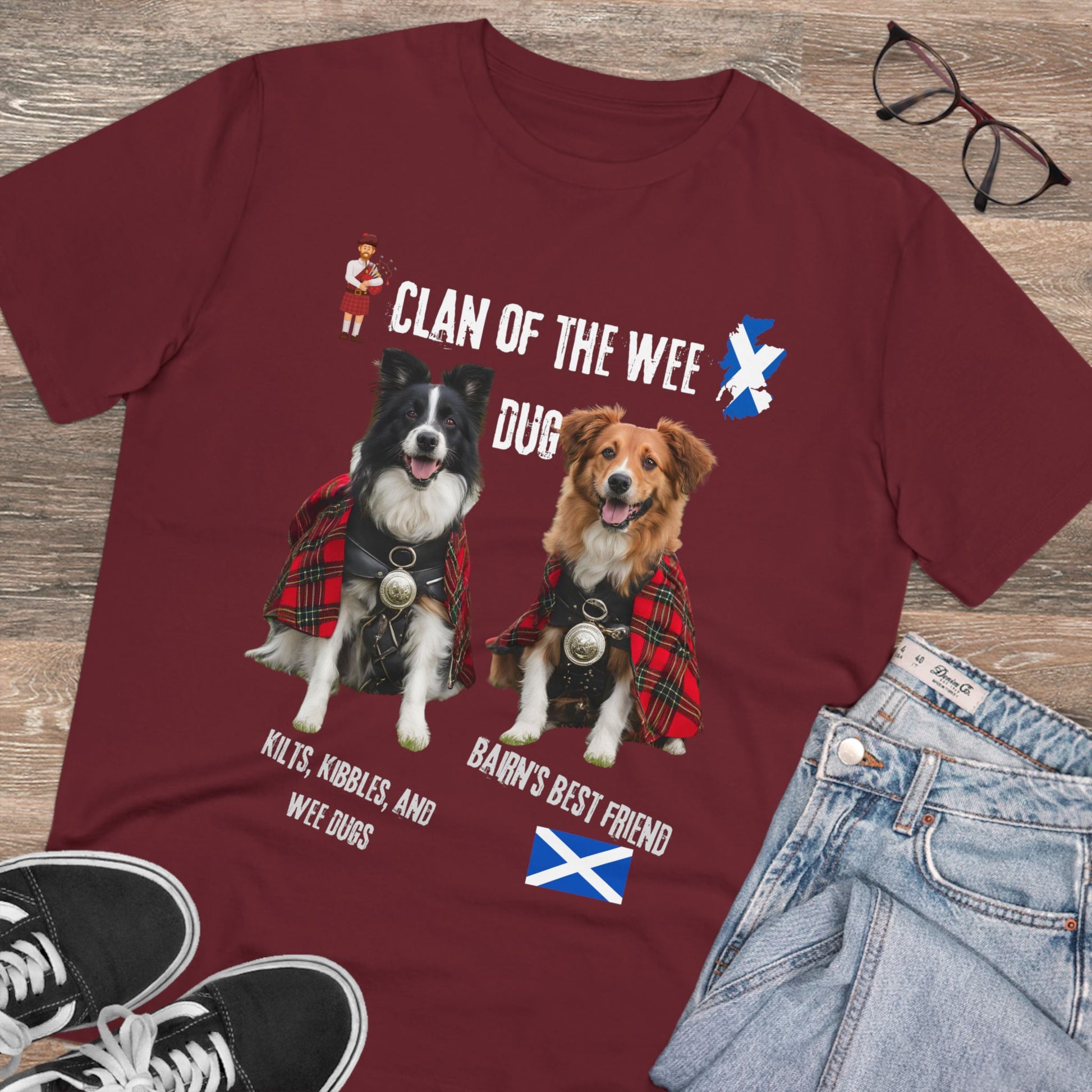 BURGUNDY SCOTLAND TSHIRT DOG LOVER