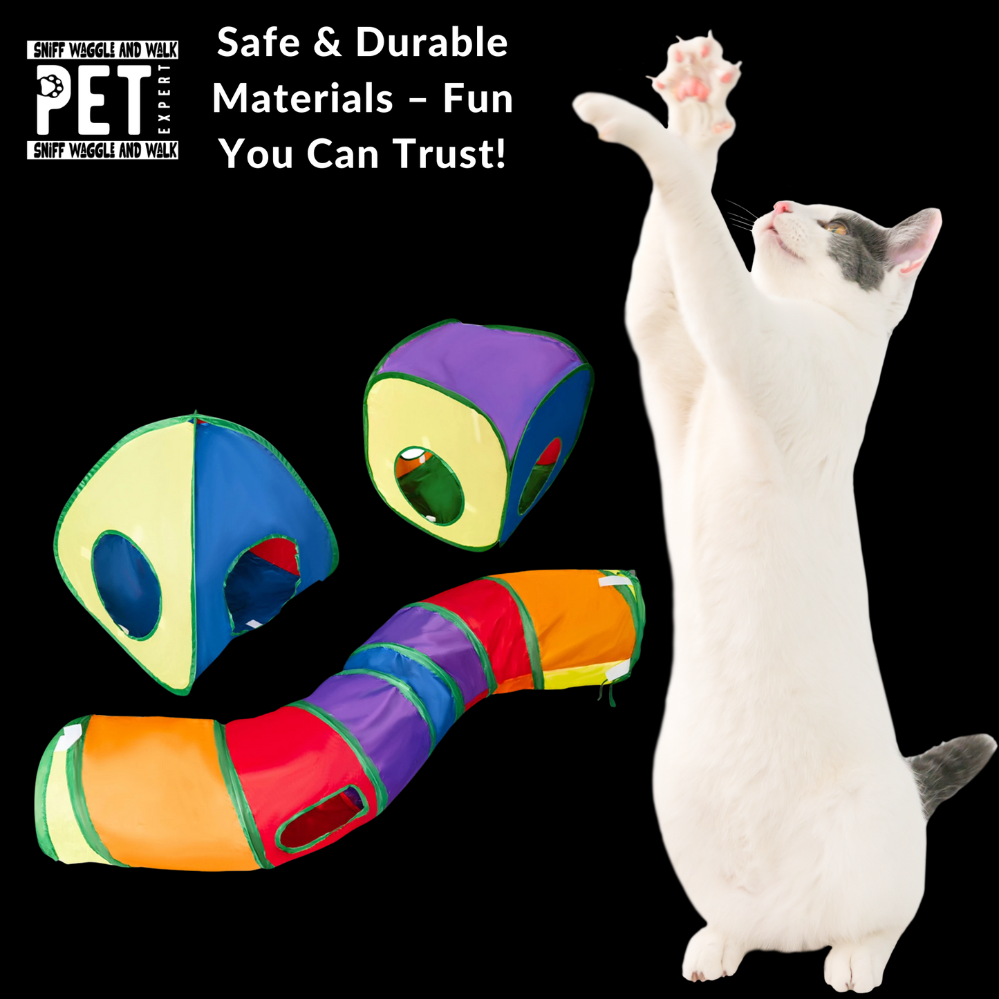 Customizable Rainbow Cat Tunnel & Play Cube Set – Portable, Durable, Multi-Function Activity Center-Sniffwaggleandwalk™