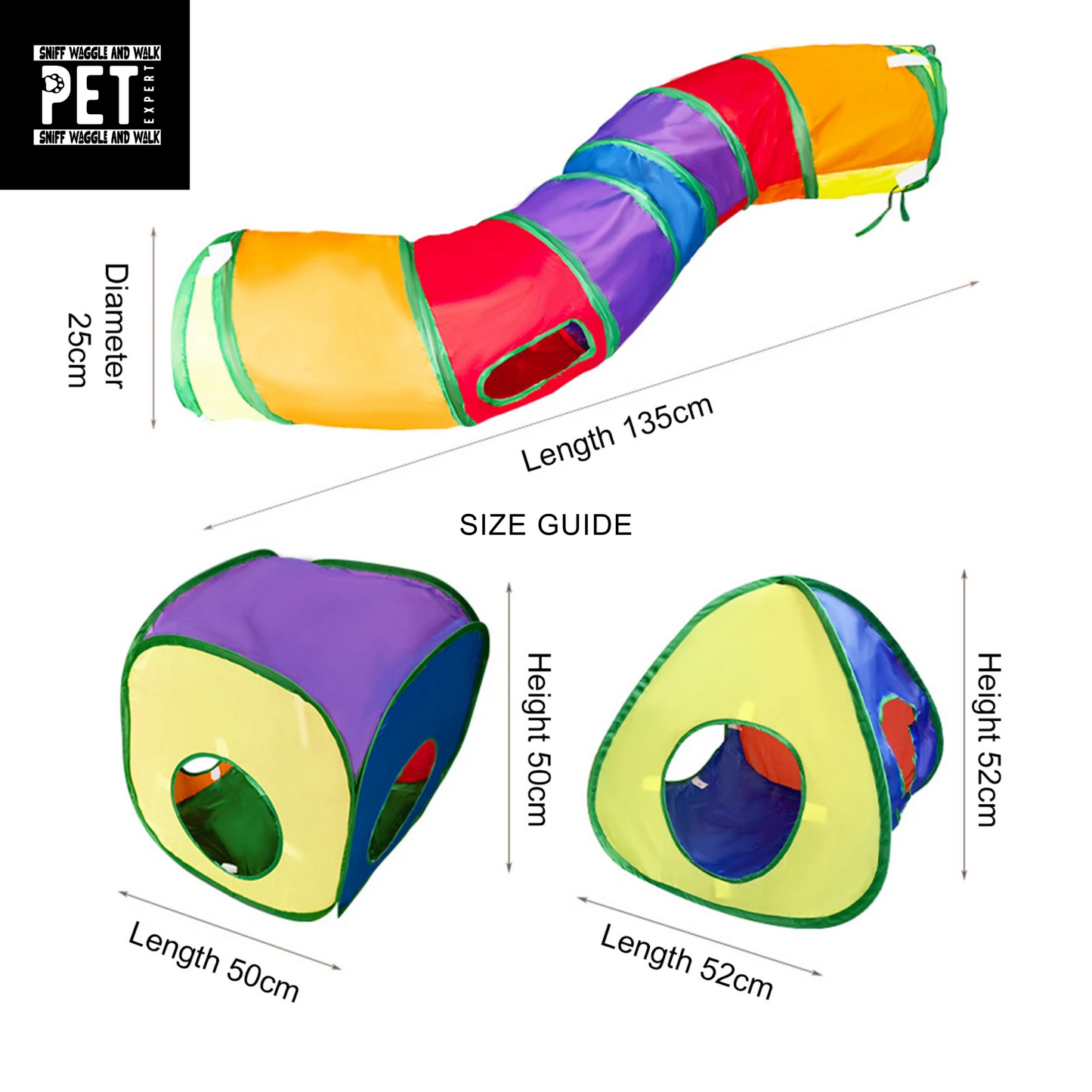 Customizable Rainbow Cat Tunnel & Play Cube Set – Portable, Durable, Multi-Function Activity Center-Sniffwaggleandwalk™