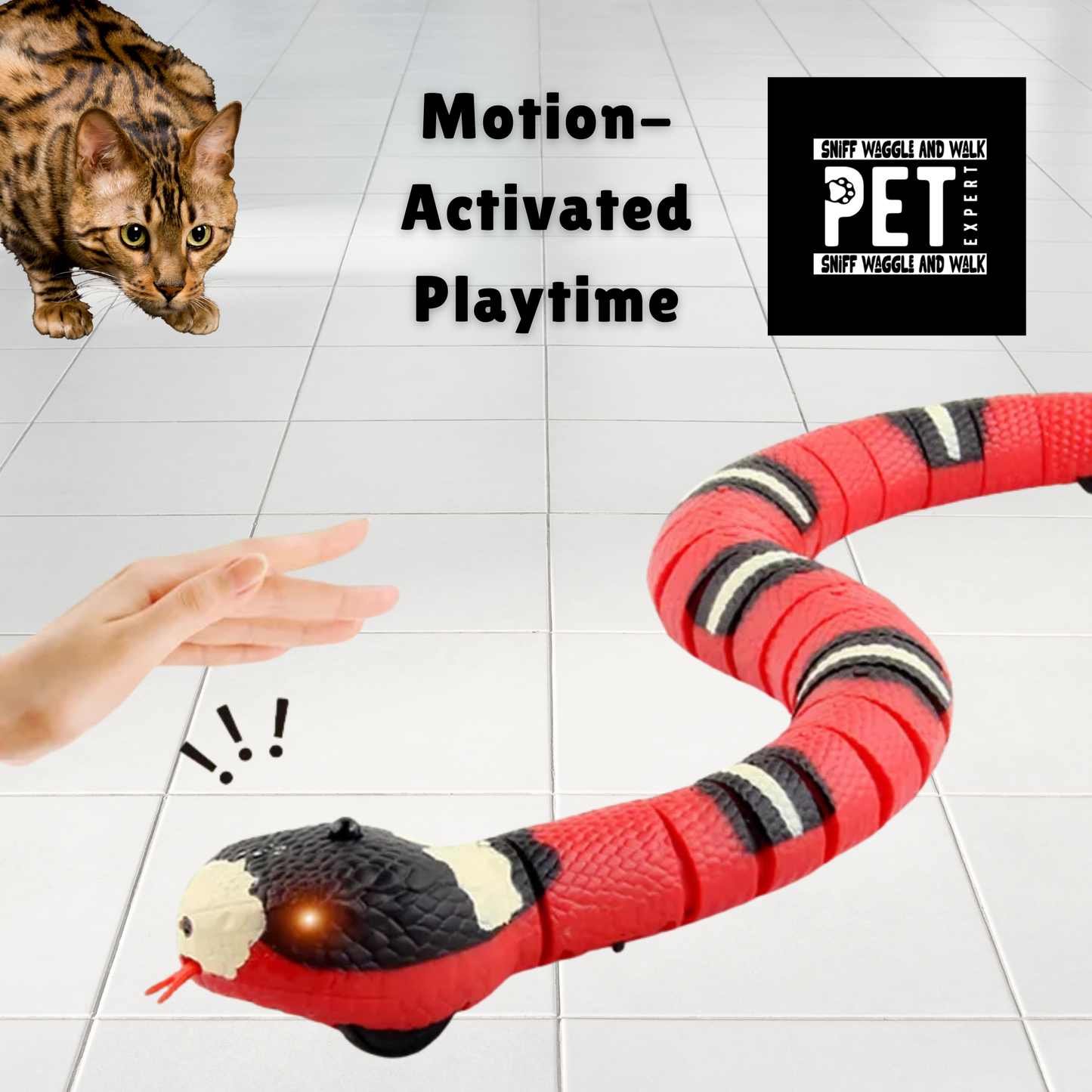 Smart Sensing Interactive Snake Toy for Cats – Endless Fun, Zero Boredom! 🐾-Sniffwaggleandwalk™