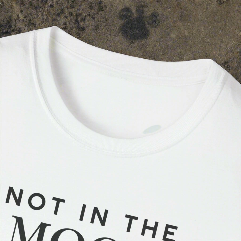 CLOSE UP OF NOT IN THE MOOD TSHIRT WHITE