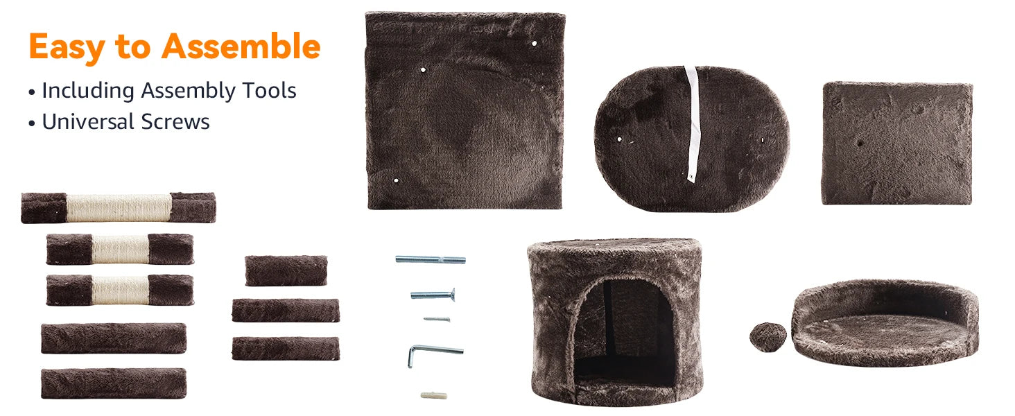 Cat climbing frame with rope and toy for fun