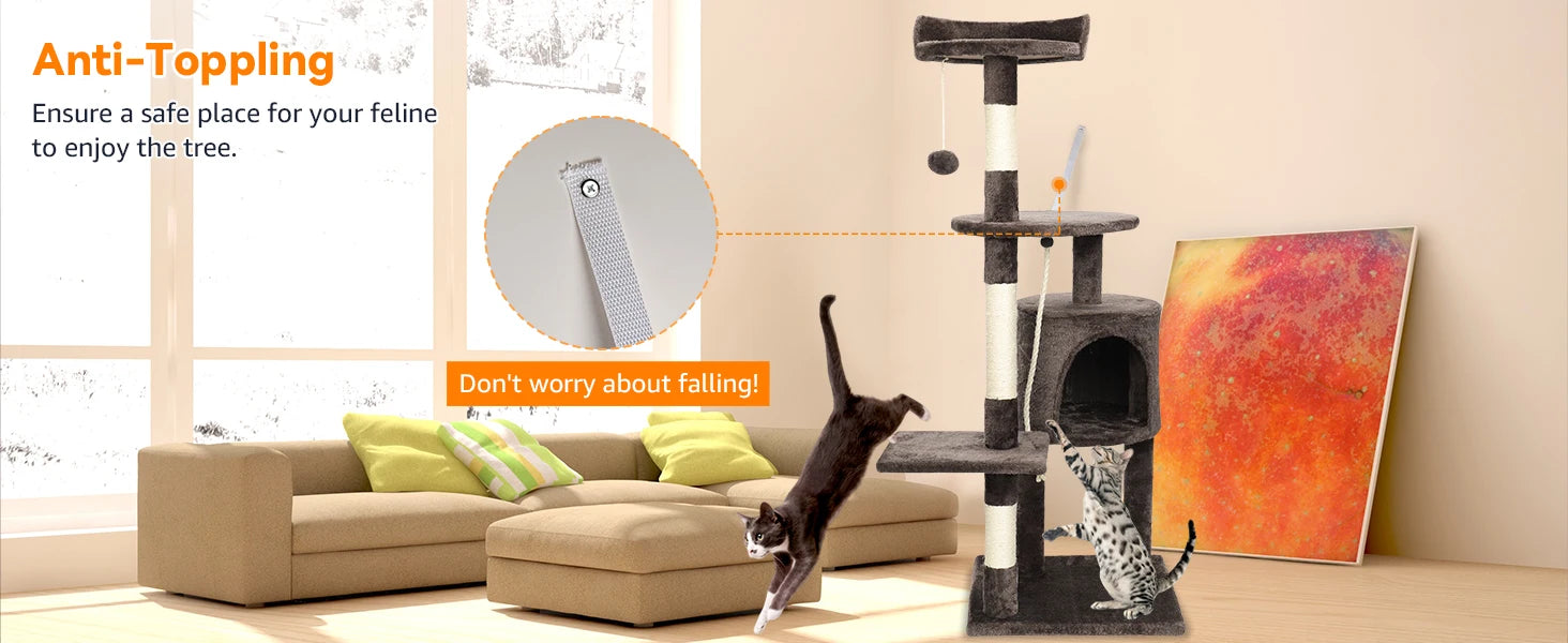 Comfortable cat perch with scratching posts