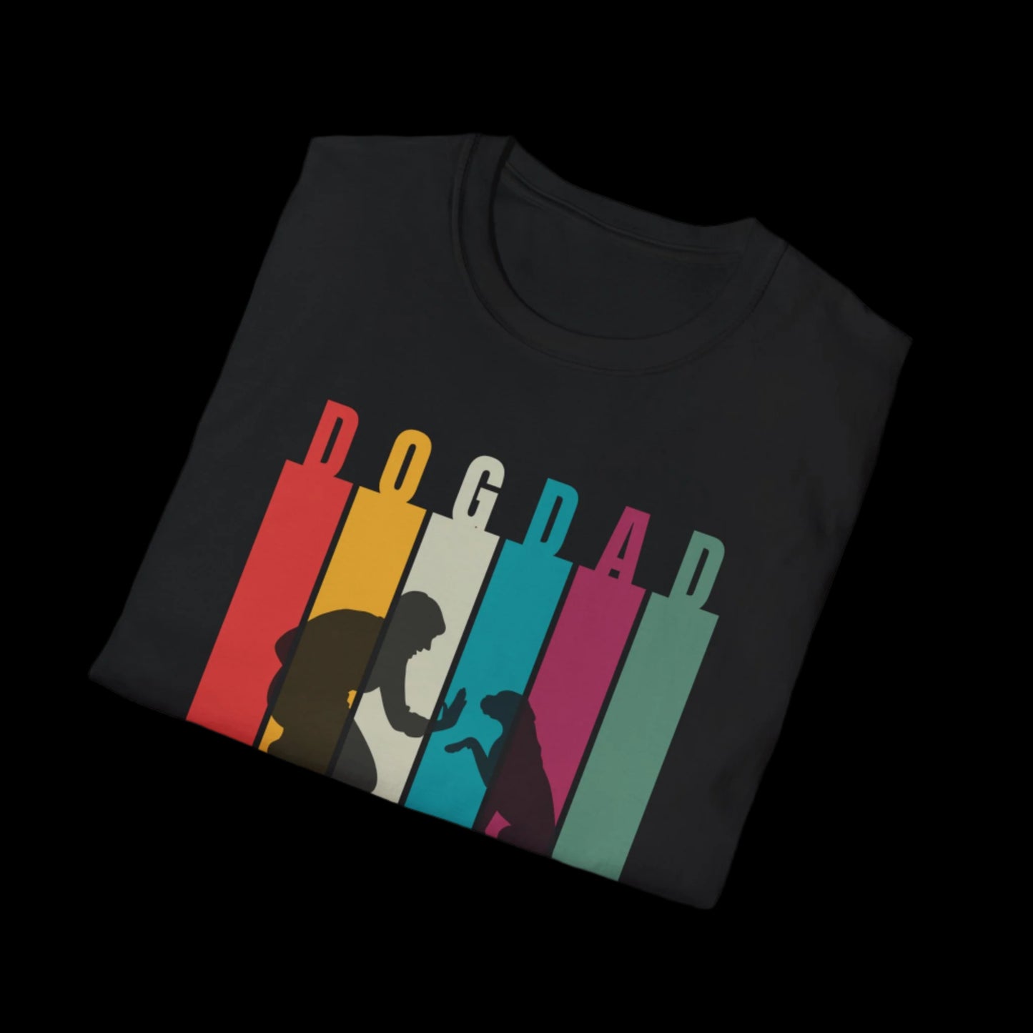 DOG DAD Unisex Softstyle T-Shirt - Sniff Waggle And Walk black close up