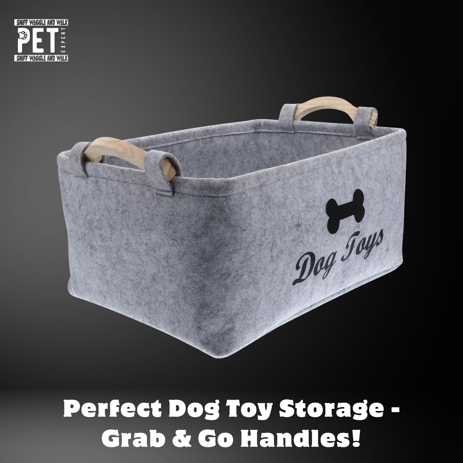GRAY DOG TOY BOX SIDE VIEW