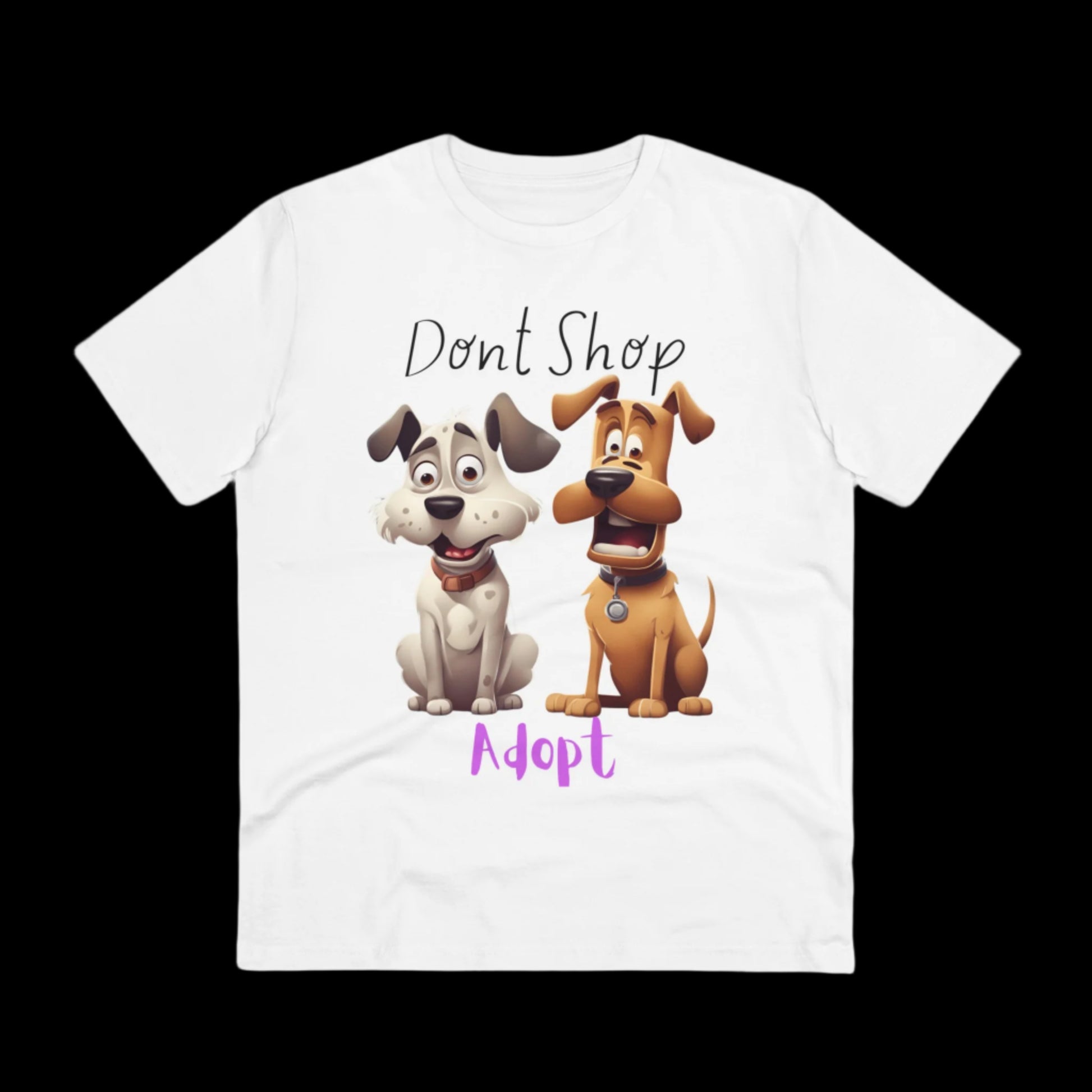 DONT SHOP ADOPT Organic ECO friendly T-shirt - Unisex - Sniff Waggle And Walk WHITE