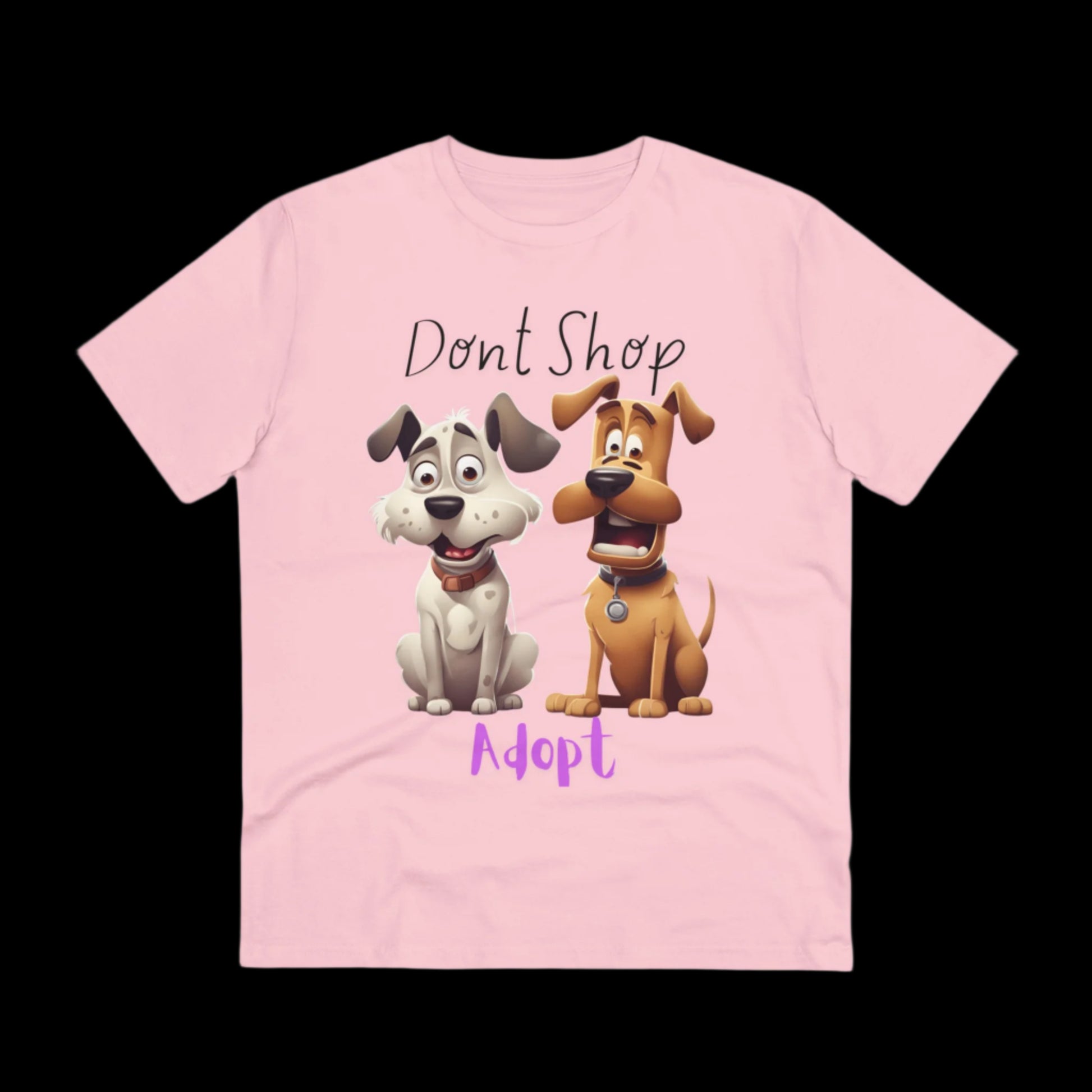 DONT SHOP ADOPT Organic ECO friendly T-shirt - Unisex - Sniff Waggle And Walk PINK