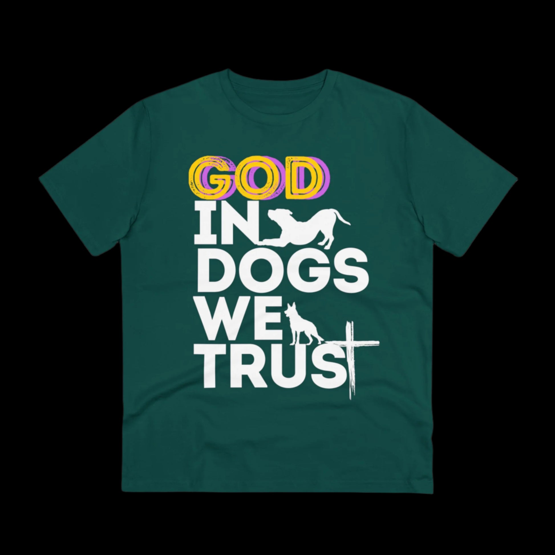 GOD IN DOGS WE TRUST Organic T-shirt - Unisex - Sniff Waggle And Walk GREEN