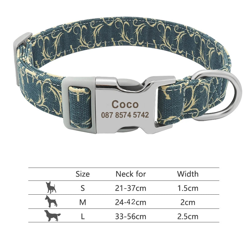 Personalized Pet ID Collars With Engraved Name Buckle. - Sniff Waggle And Walk