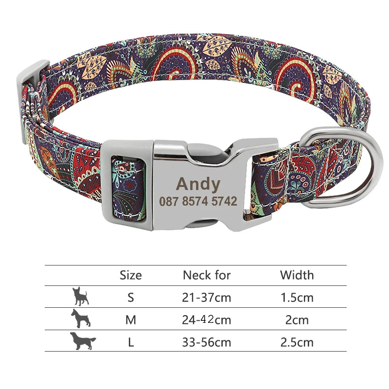 Personalized Pet ID Collars With Engraved Name Buckle. - Sniff Waggle And Walk