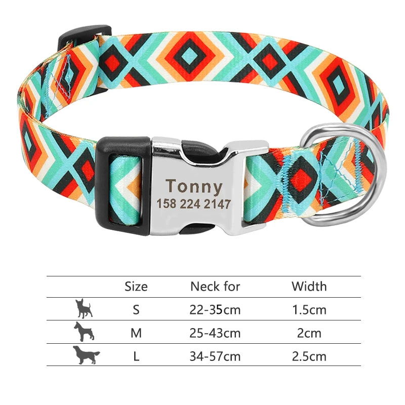 Personalized Pet ID Collars With Engraved Name Buckle. - Sniff Waggle And Walk