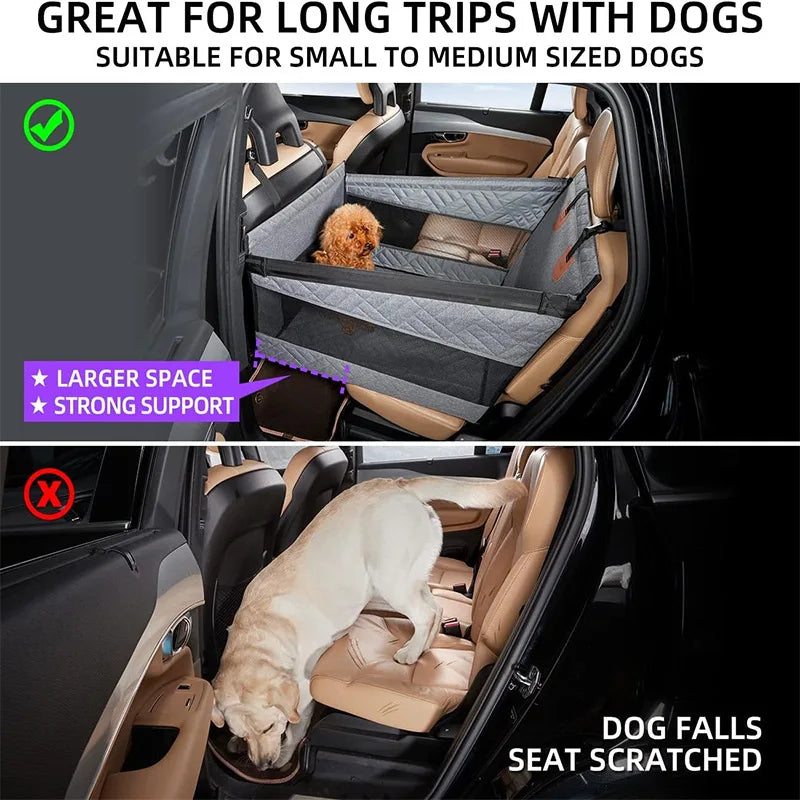 Comfortable dog car seat with built-in safety harness for secure travel