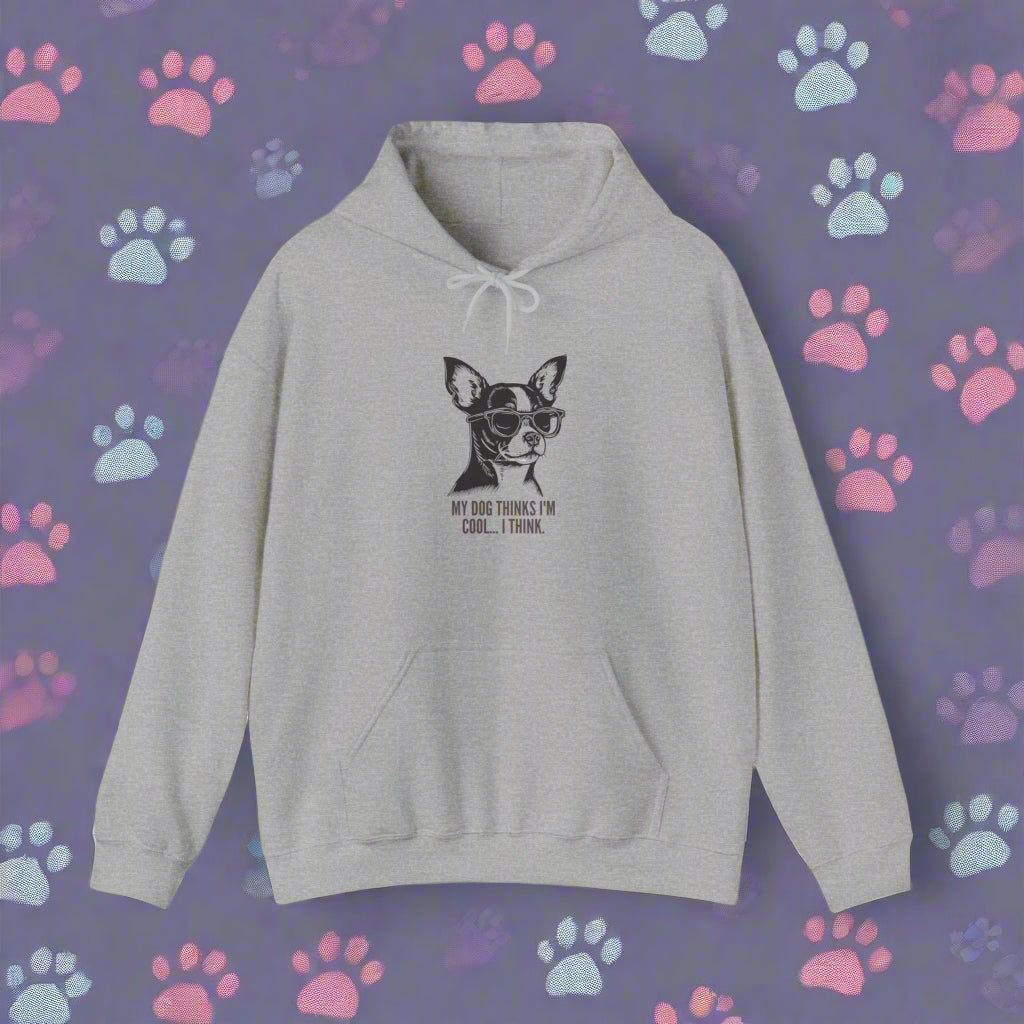 Unisex Heavy Blend™ "My dog thinks im cool..I think" Hooded Sweatshirt - Sniff Waggle And Walk GRAY