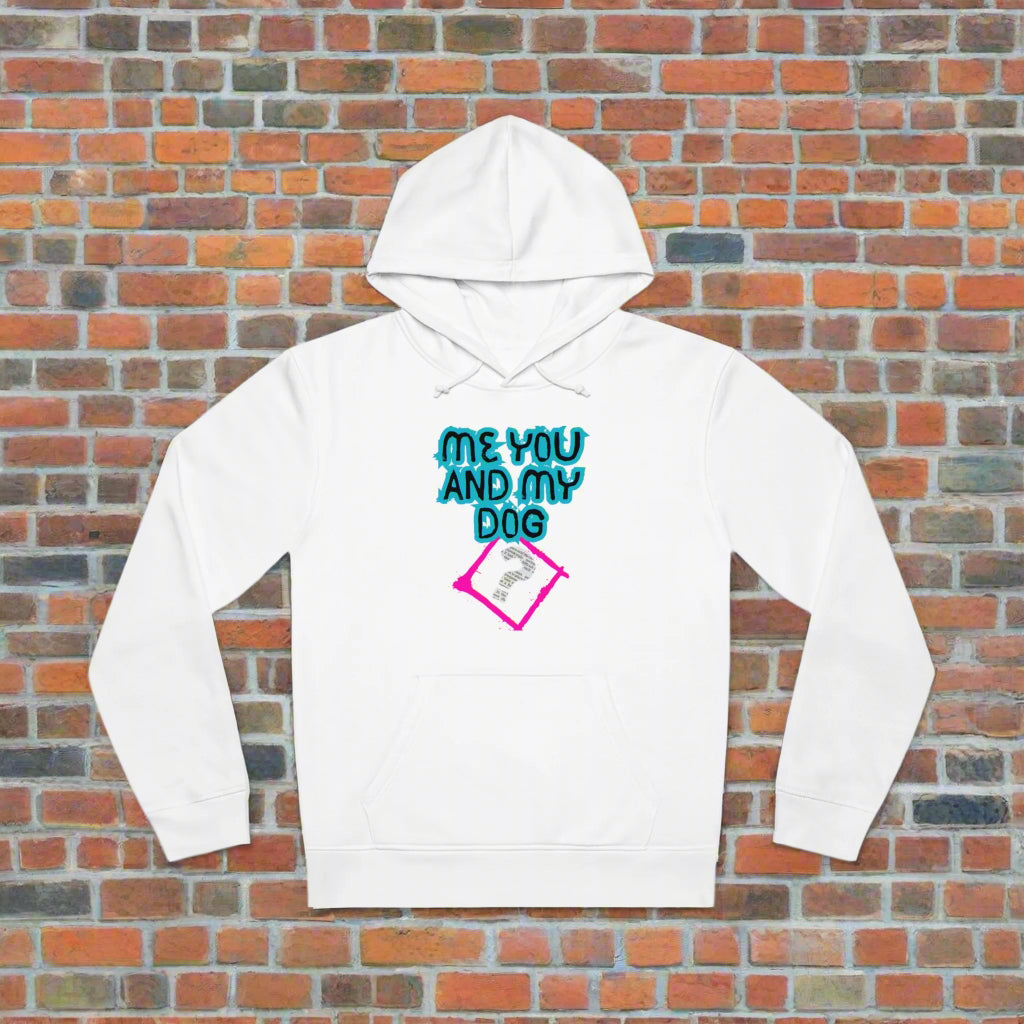 SniffwaggleNwalk™ "Me You And The Dog?" Unisex Drummer Hoodie - Sniff Waggle And Walk white